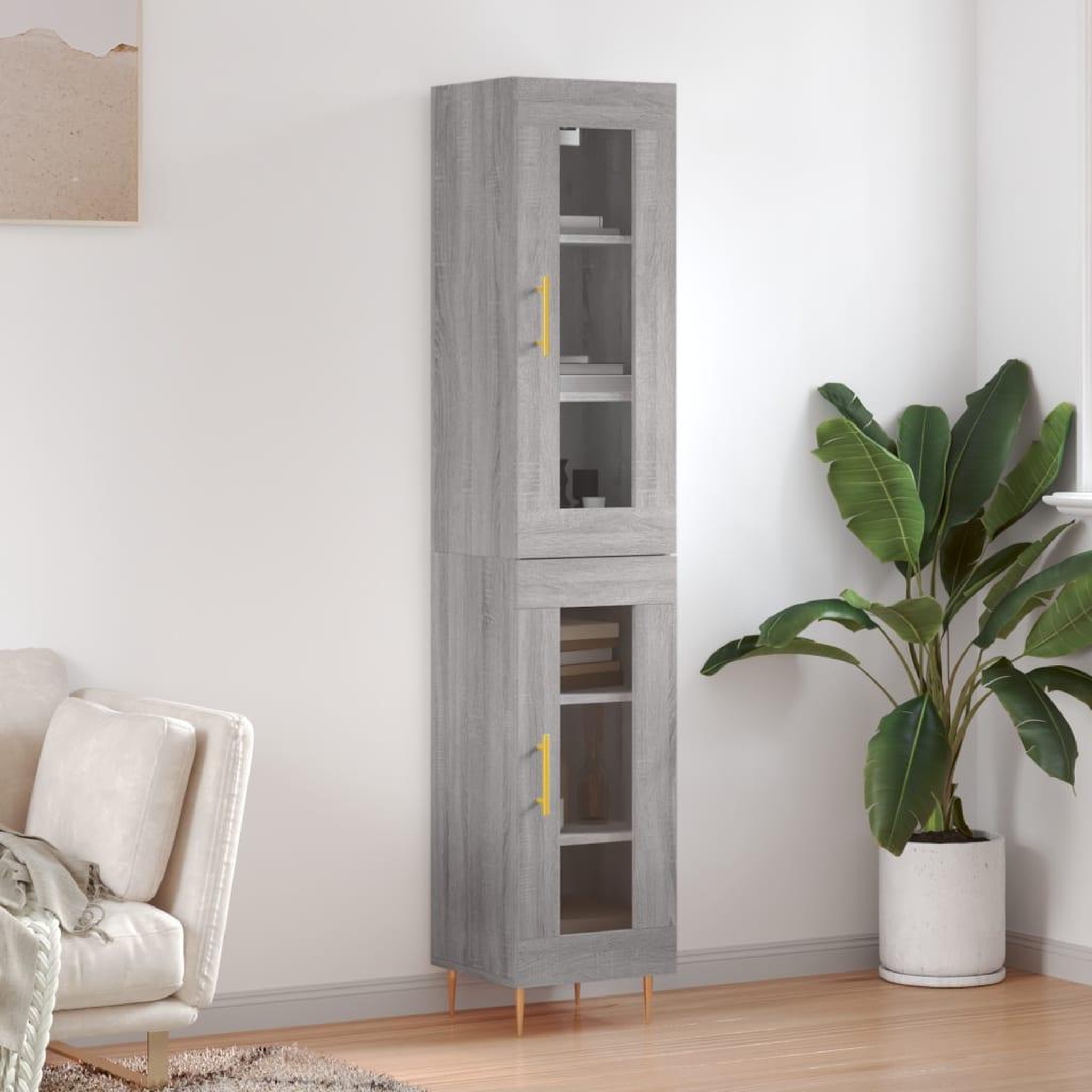 VIDAXL Buffet haut Sonoma gris 34,5x34x180 cm Bois d'ingenierie