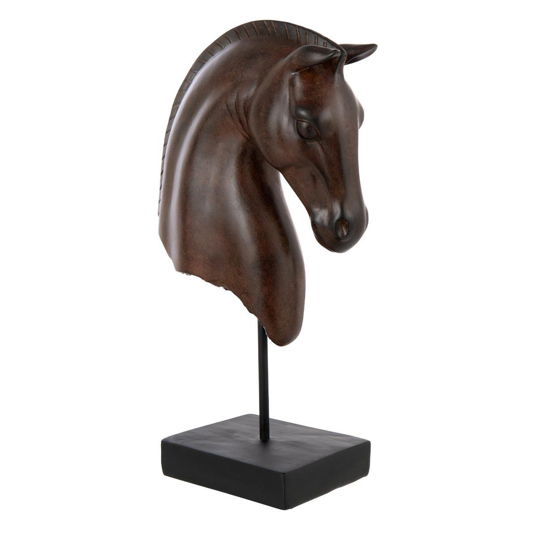 J-LINE Tête de cheval basse  ronny  42cm marron foncé