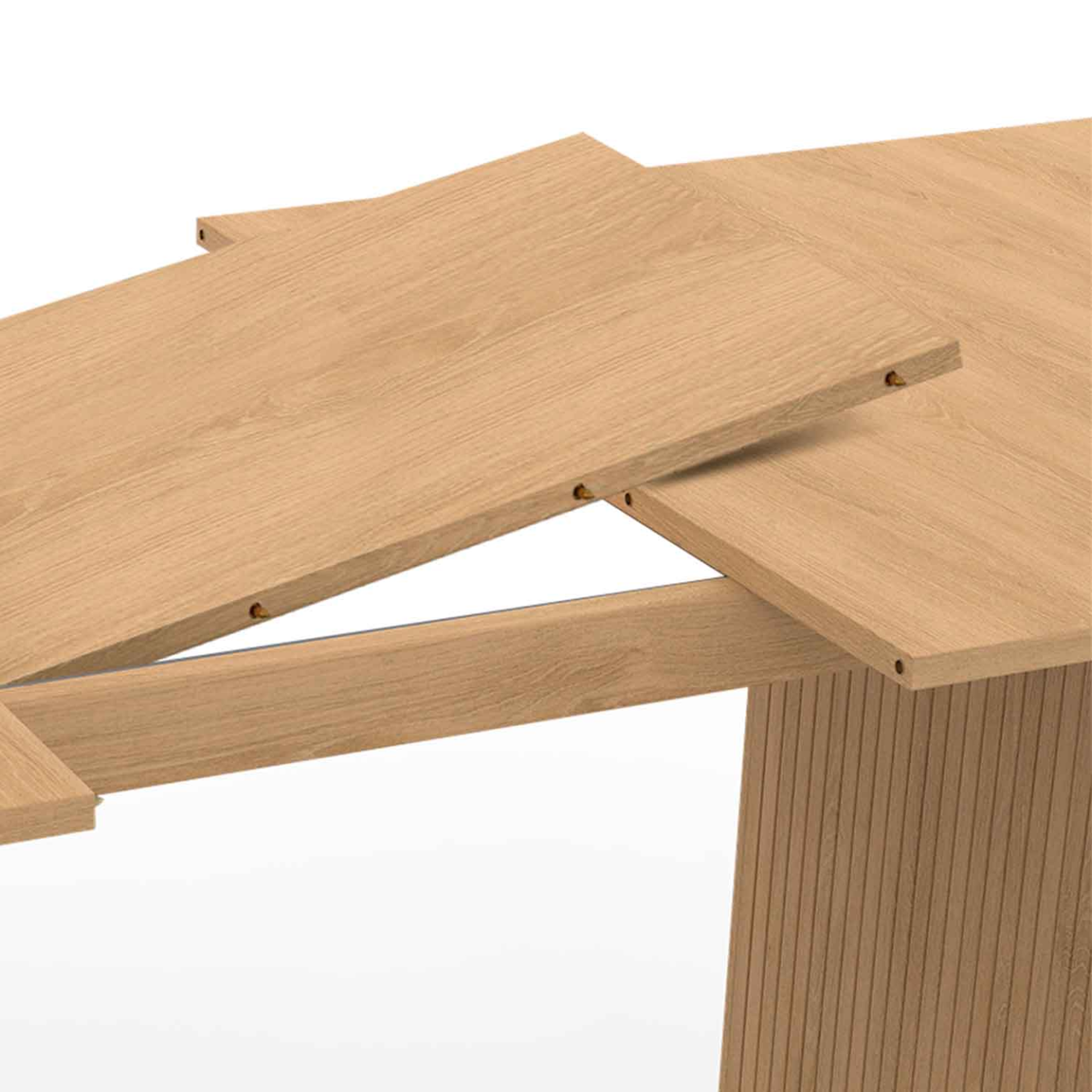 Voir la diapositive 6 : ID MARKET Table à manger extensible rectangle juliette 6-10 personnes pieds lattes tasseau bois coloris chêne 160-200cm