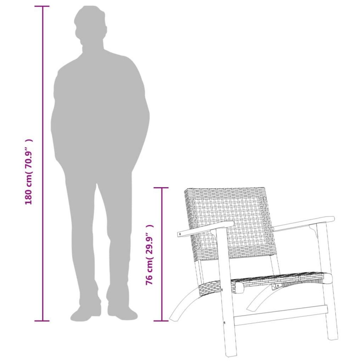 VIDAXL Chaises de jardin lot de 2 noir resine tressee et bois d'acacia