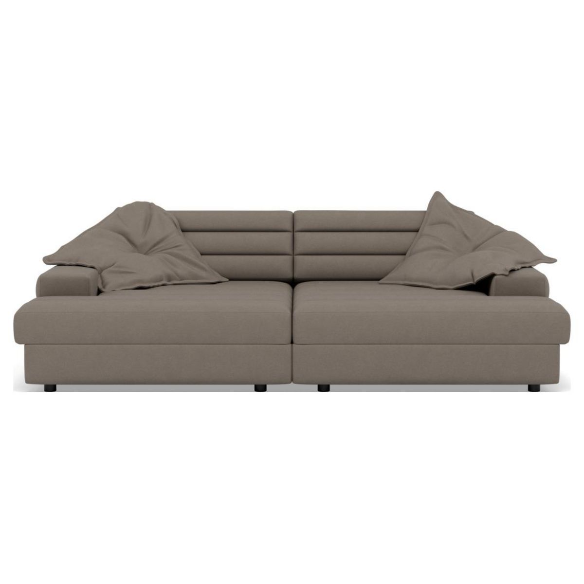 LISA DESIGN Loredana - canapé droit 4 places double méridienne - assise profonde - en tissu texturé