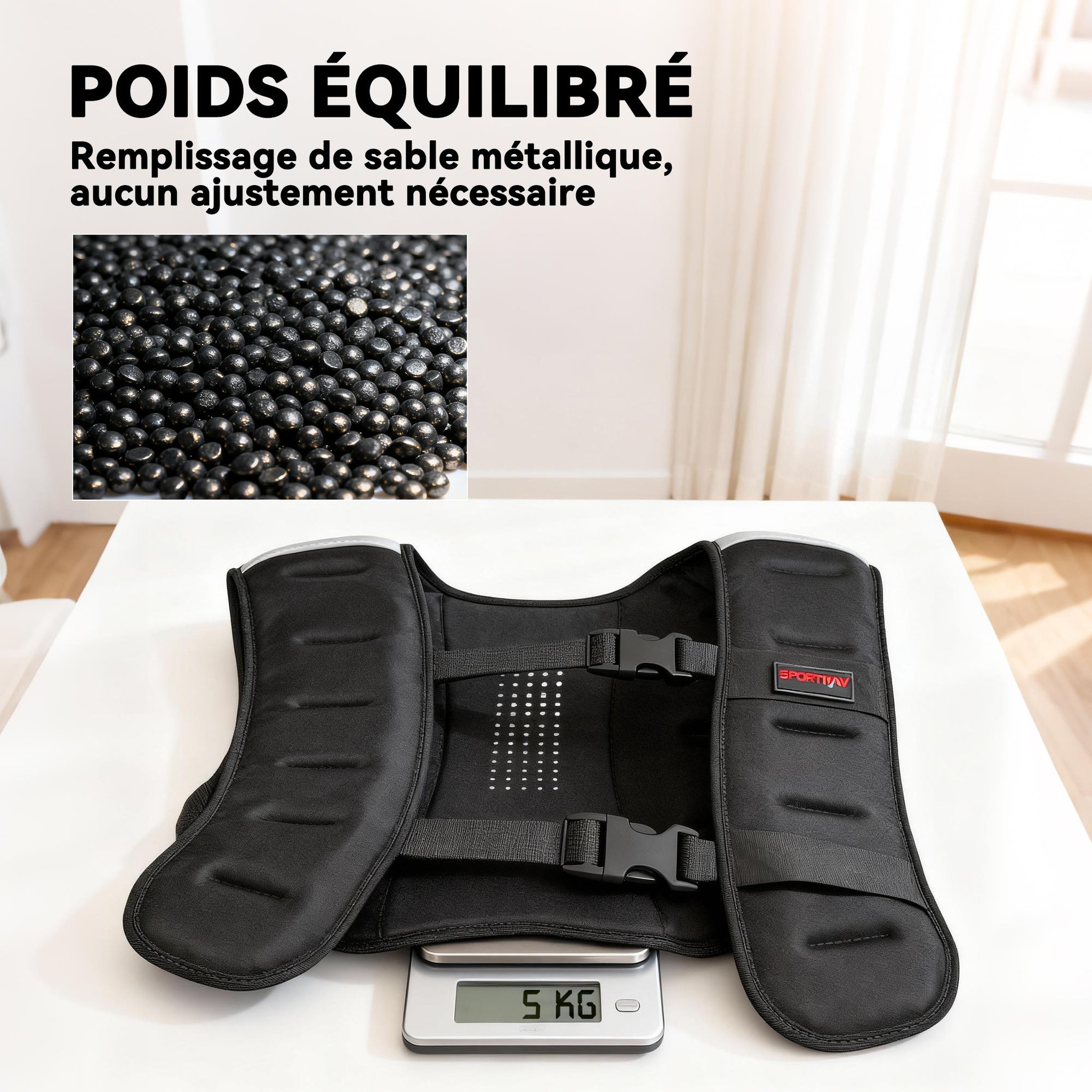 Voir la diapositive 5 : HOMCOM Gilet lesté veste lestée 5 Kg max. sangles réglables bandes réfléchissantes néoprène noir