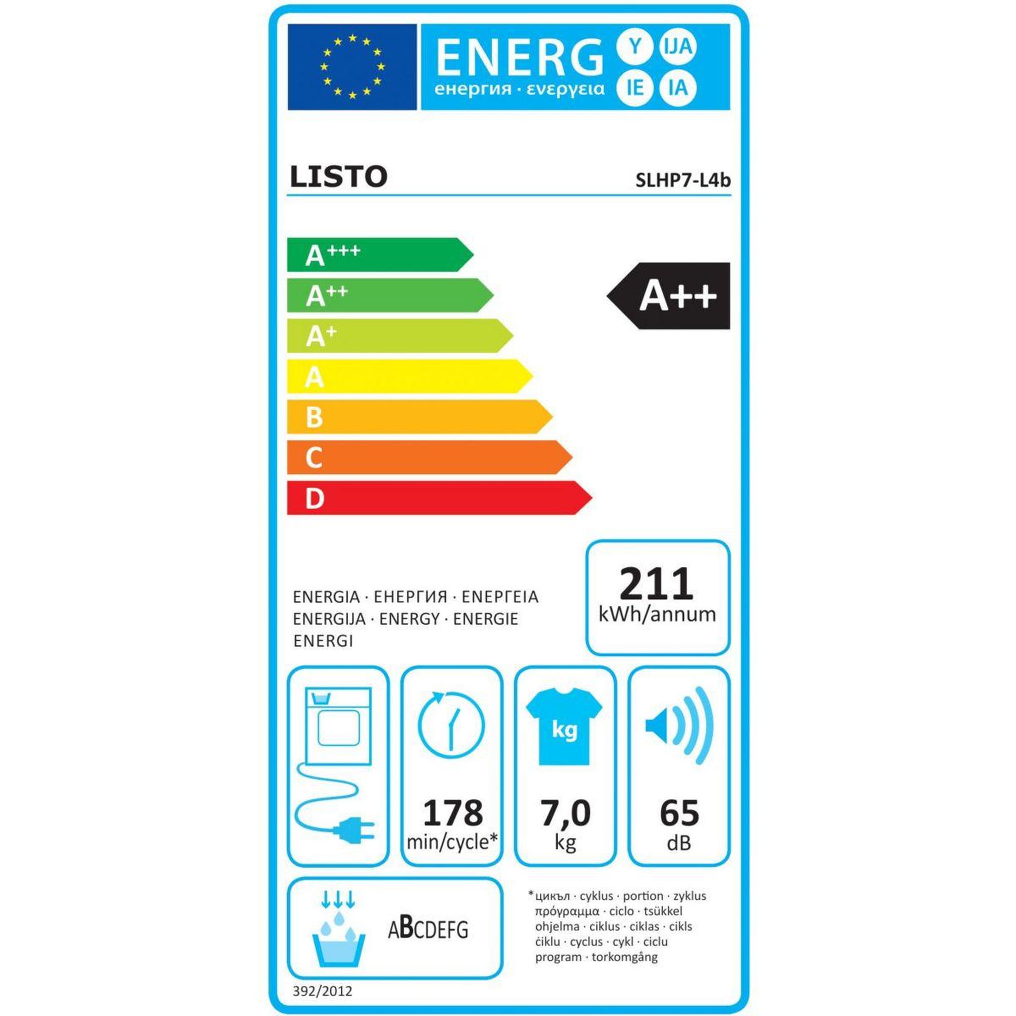 Voir la diapositive 5 : Listo Sèche linge pompe à chaleur SLHP7-L4b