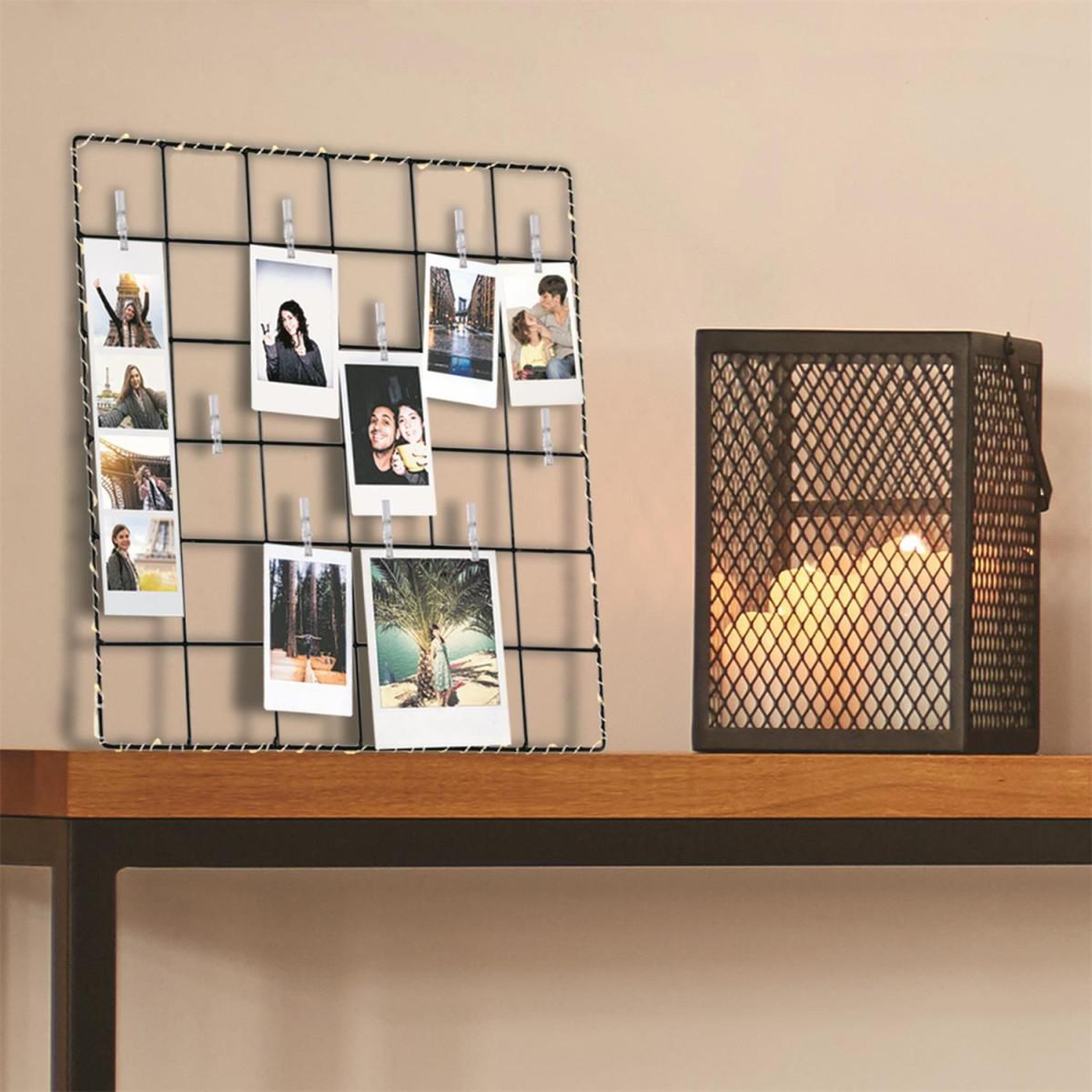 Voir la diapositive 3 : The Home Deco Factory Cadre photo pêle-mêle  lumineux  36cm noir