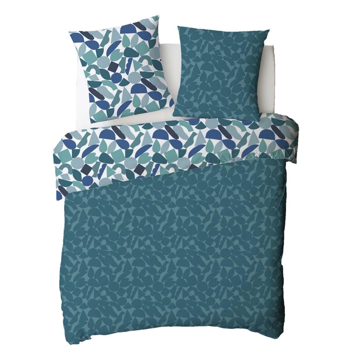 FUTURE HOME Parure de lit 2 personnes géométrique réversible en coton