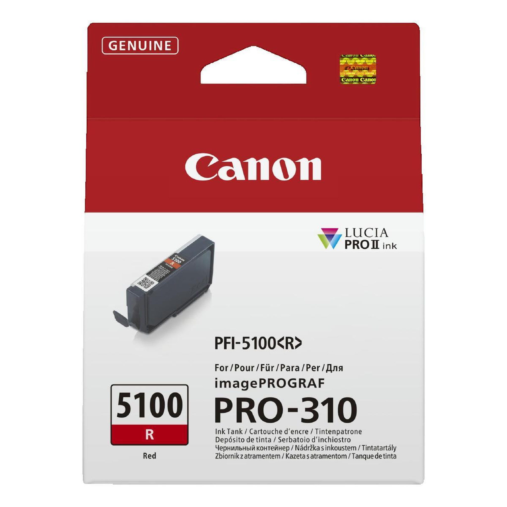 Voir la diapositive 2 : Canon Cartouche d'encre Canon PFI-5100 R Rouge