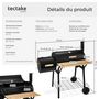 Voir la diapositive 6 : tectake Barbecue charbon 2 cuves avec thermomètre 3-en-1 pour grillades, fumage, cuisson, sur 2 roues noir