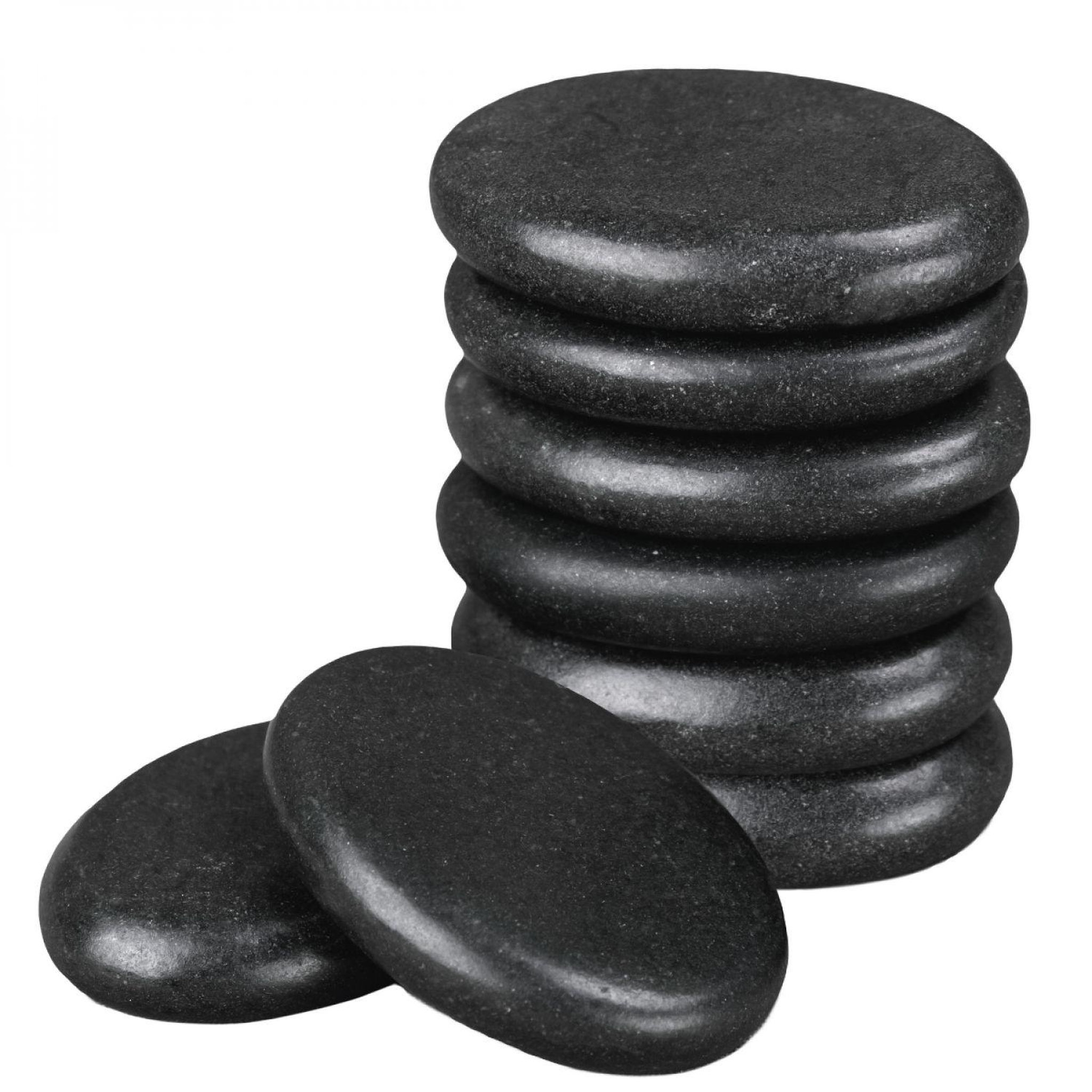 VIVEZEN Lot de 8 pierres chaudes pour massage en basalte naturel poli - Ovale - S