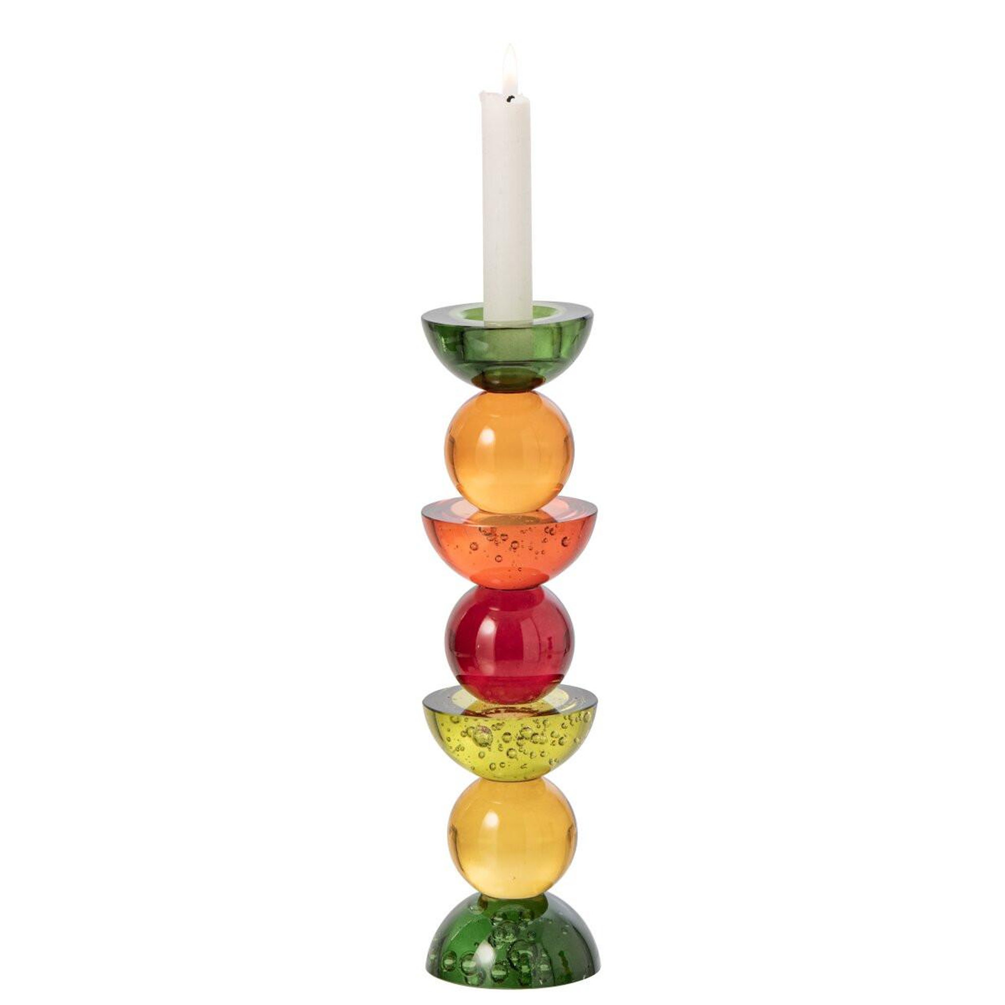 Voir la diapositive 2 : J-LINE Bougeoir Design en Verre  Yannis  30cm Multicolore