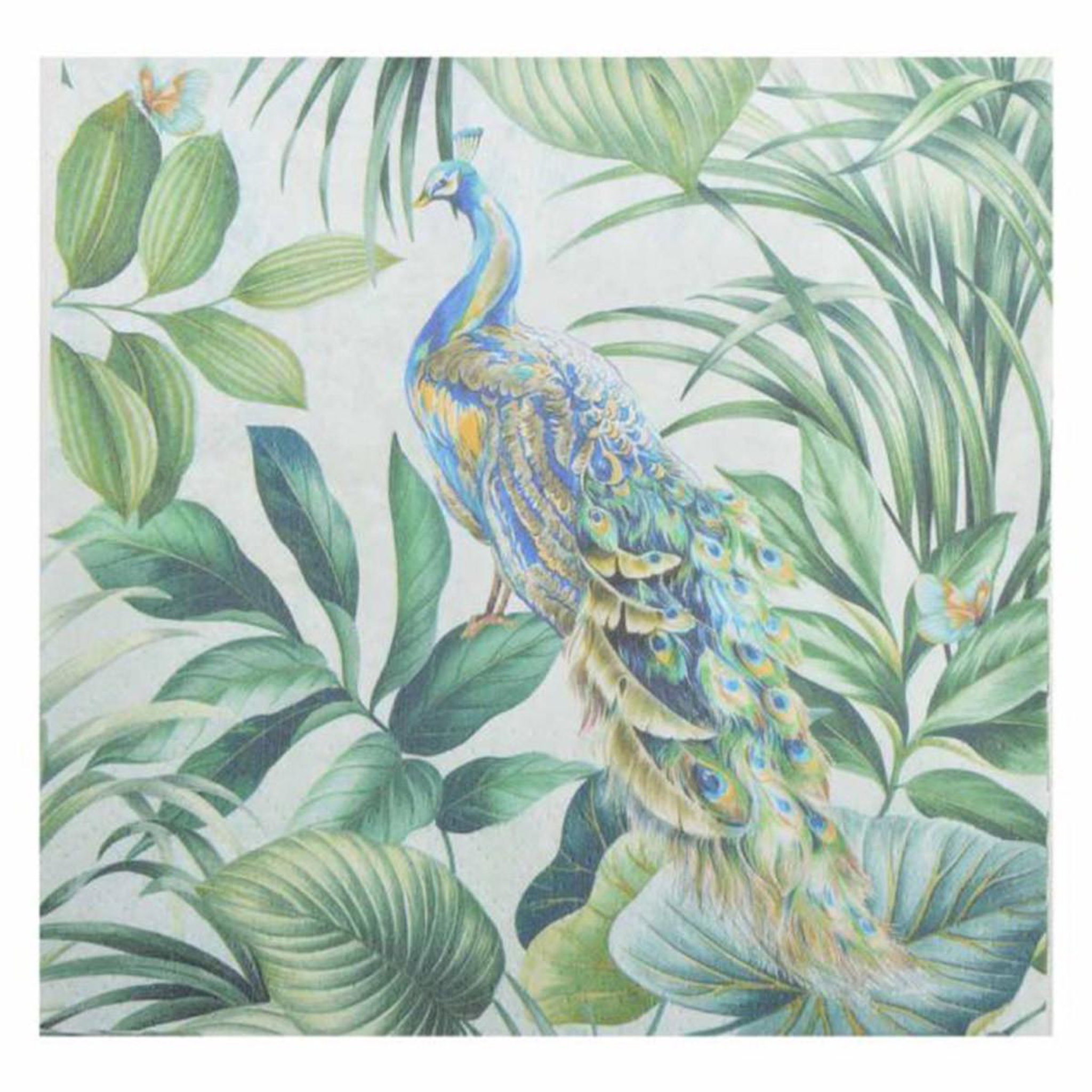 HOMEA Lot de 20 serviettes en papier  paon  33x33cm vert