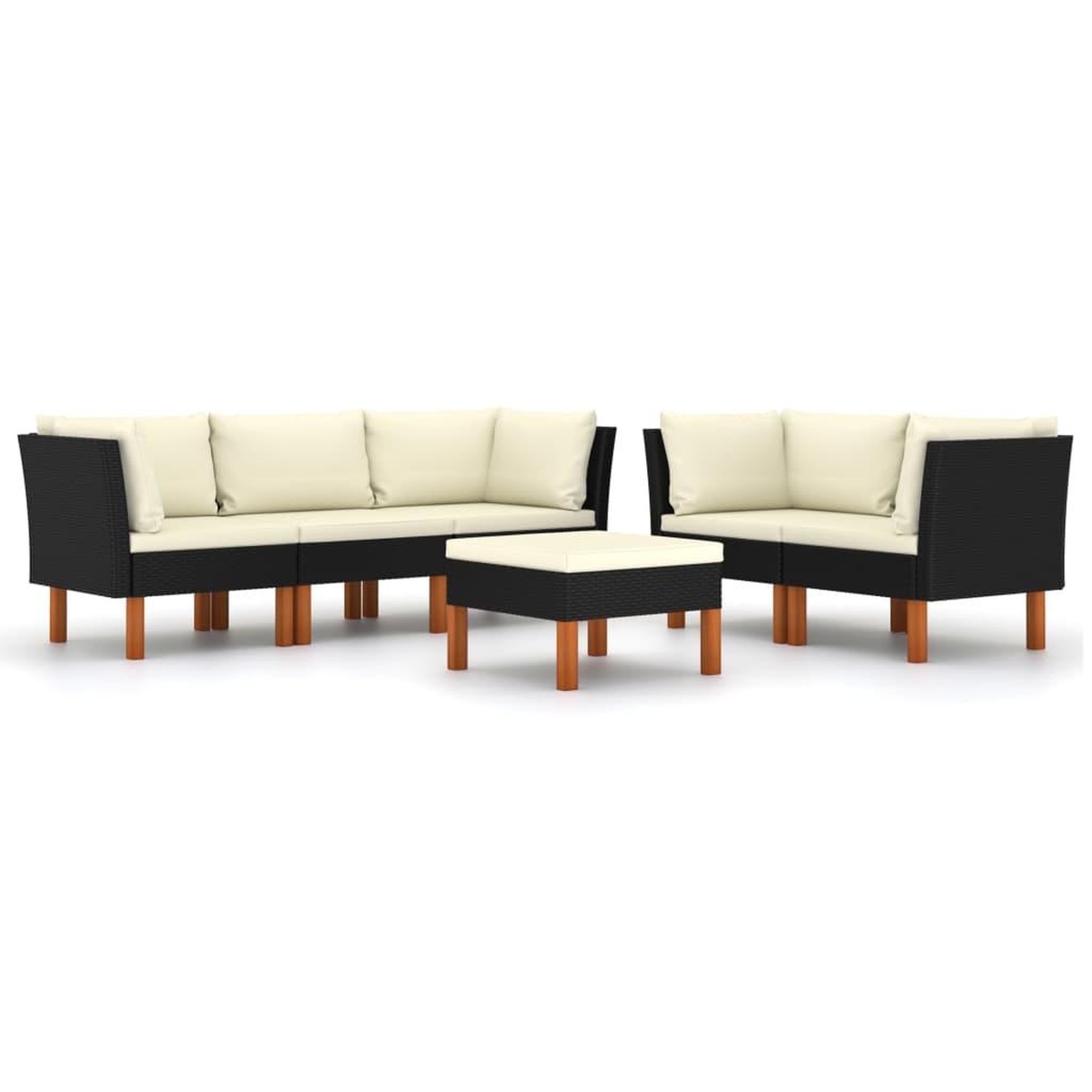 Voir la diapositive 2 : VIDAXL Salon de jardin 6 pcs avec coussins Resine tressee Noir