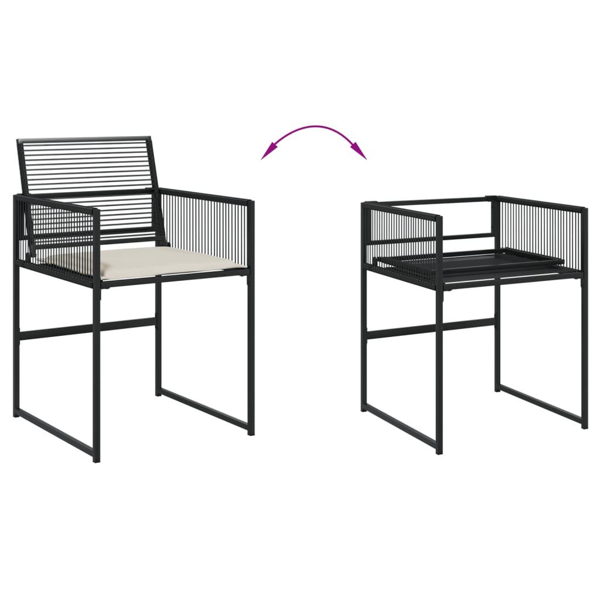 Voir la diapositive 4 : VIDAXL Ensemble a manger de jardin 9pcs coussins noir resine tressee