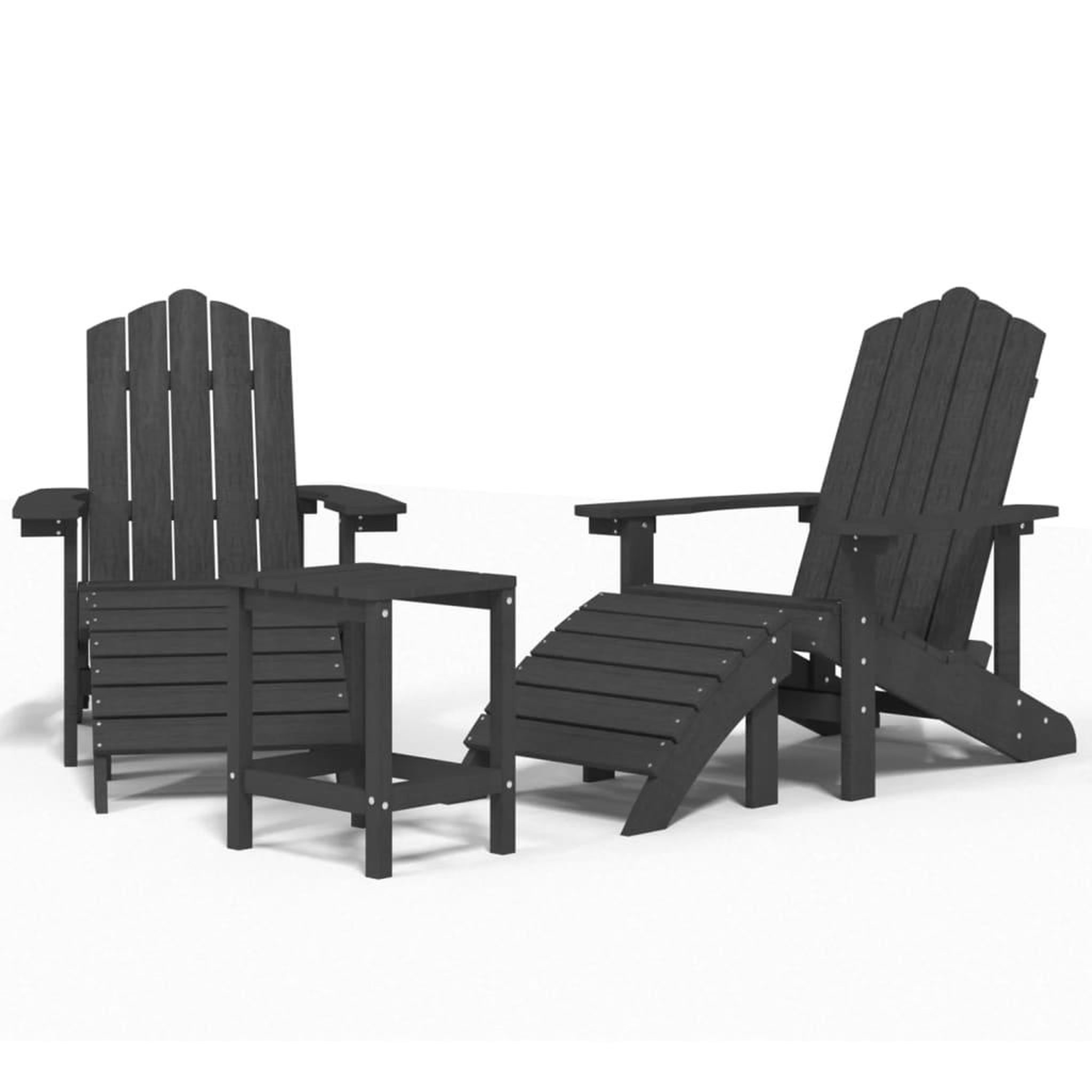 Voir la diapositive 2 : VIDAXL Chaises de jardin Adirondack repose-pied table PEHD Anthracite