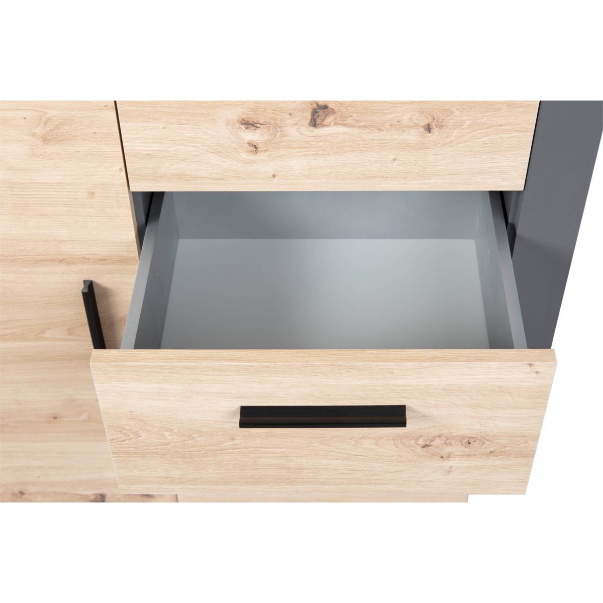 Commode meuble de rangement 1 porte 4 tiroirs L94cm BETO