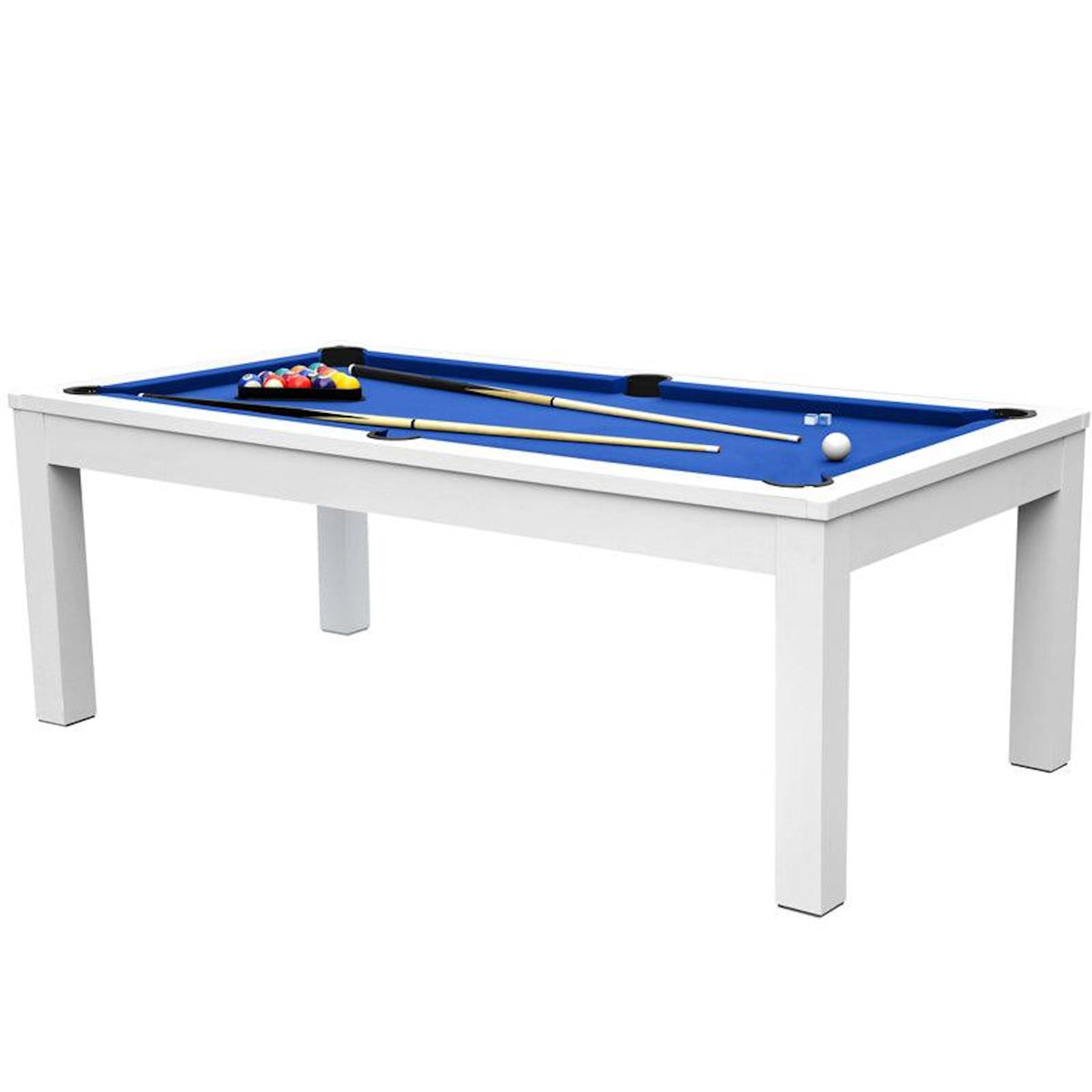 Rendez vous déco Table de billard convertible blanche tapis bleu-Eddie