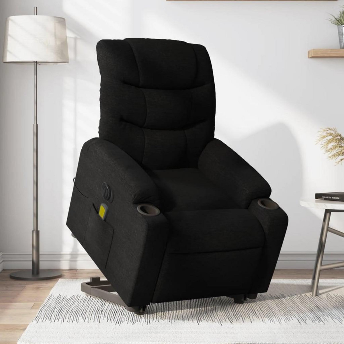 VIDAXL Fauteuil inclinable de massage electrique Noir Tissu