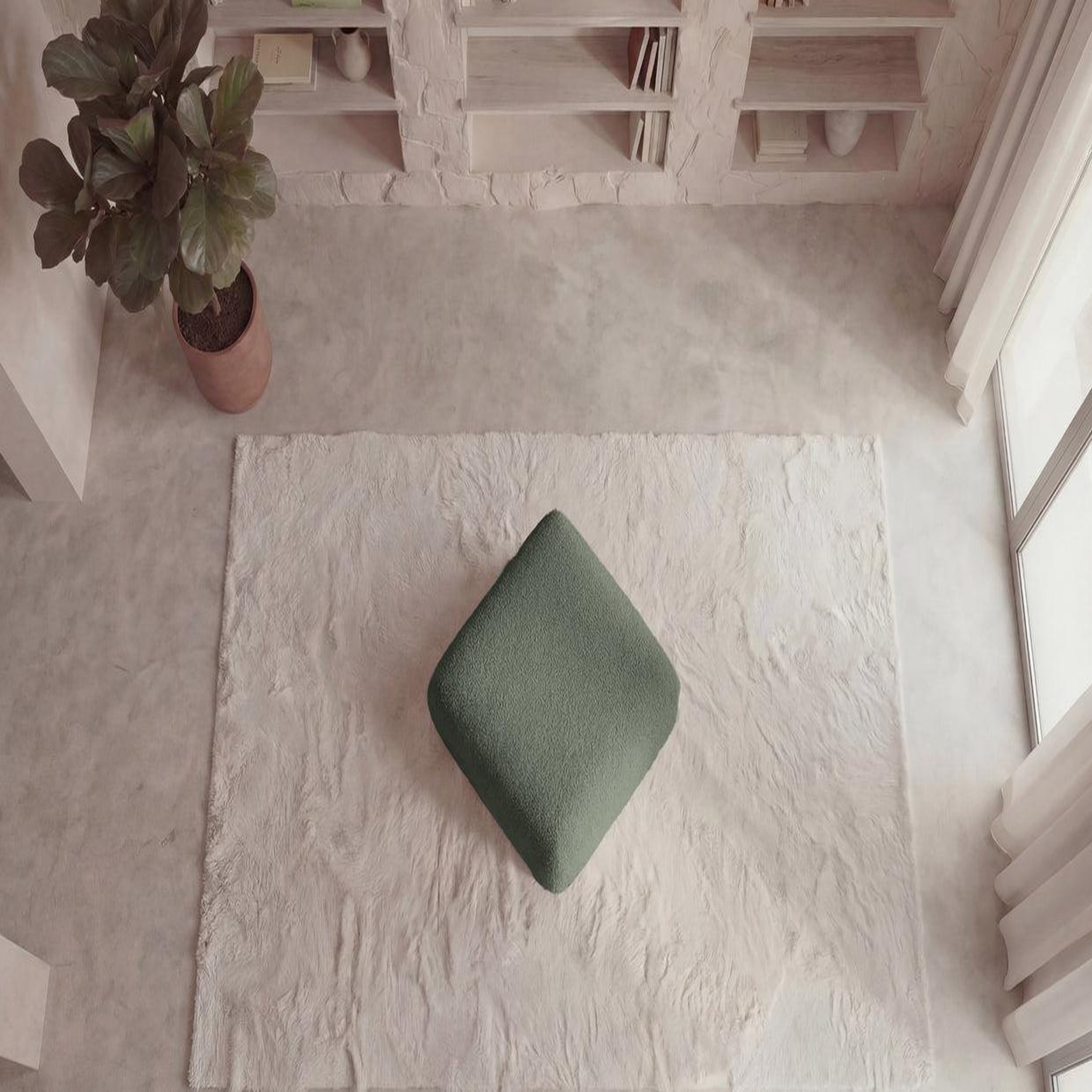 Voir la diapositive 5 : CASANOVA PARIS Ariel - pouf en tissu bouclette 80x80x40