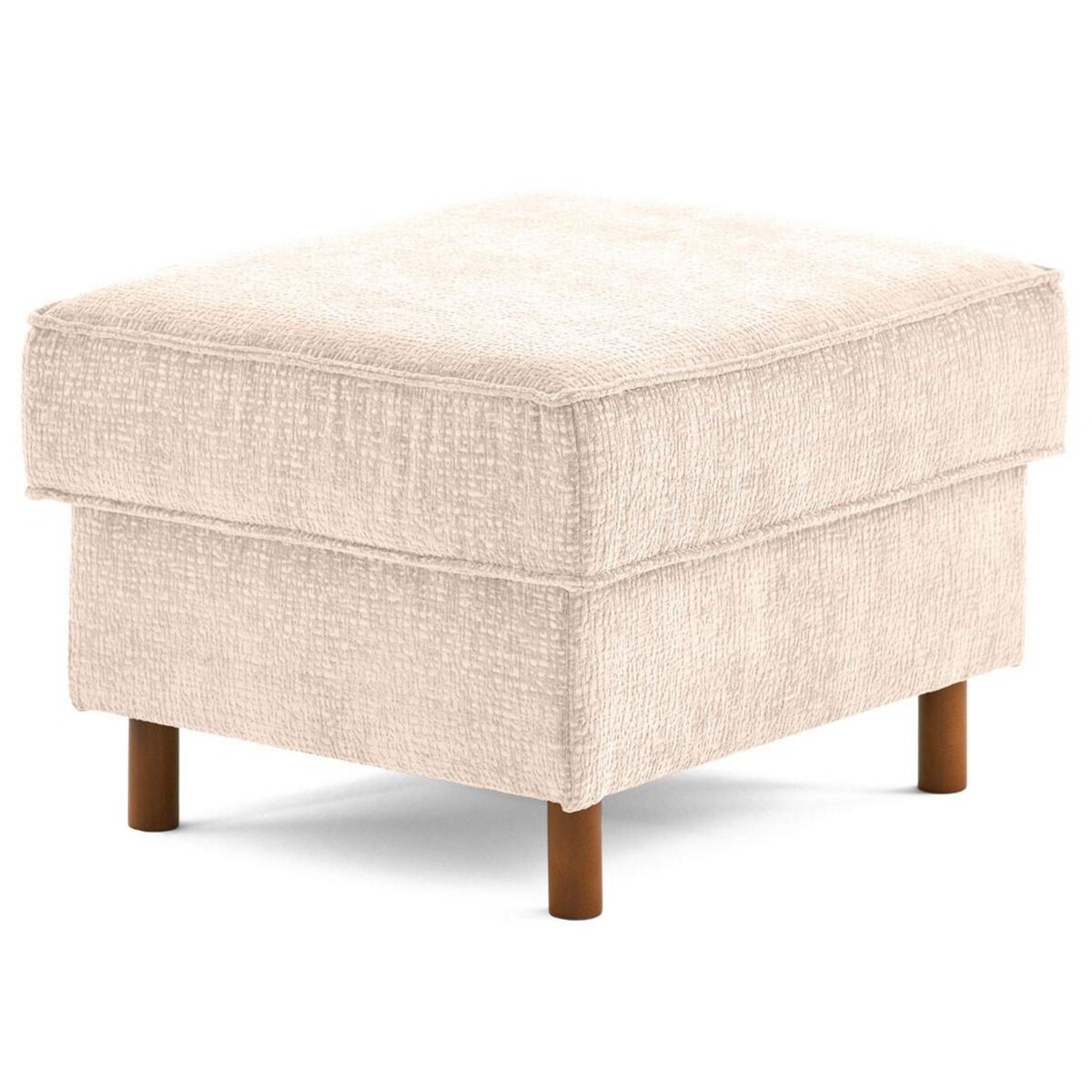 LISA DESIGN Jake - pouf en tissu velours relief - pieds en bois foncé