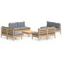 Voir la diapositive 2 : VIDAXL Salon de jardin 9 pcs avec coussins gris bois de pin