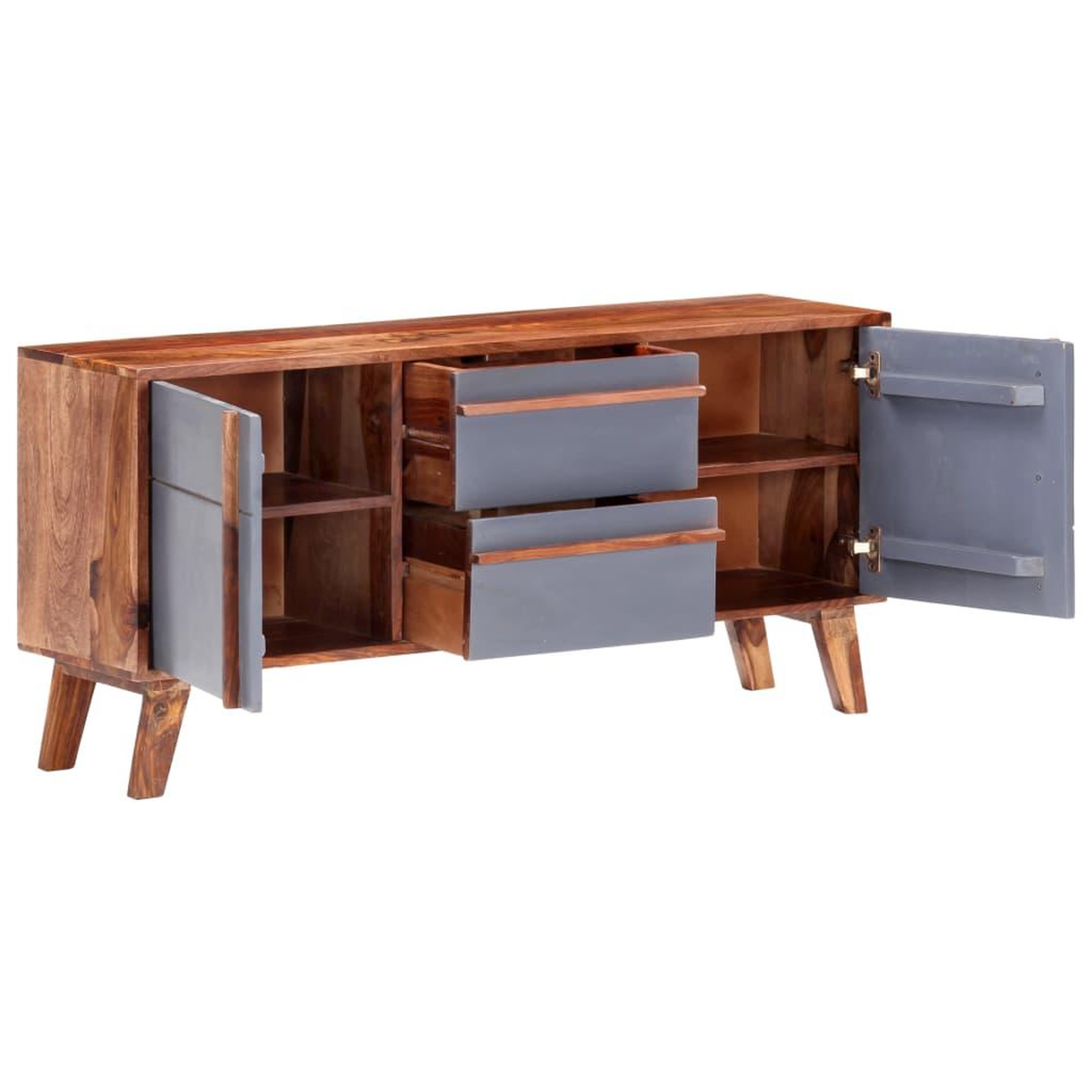 Voir la diapositive 2 : VIDAXL Buffet gris 120x30x55 cm bois massif
