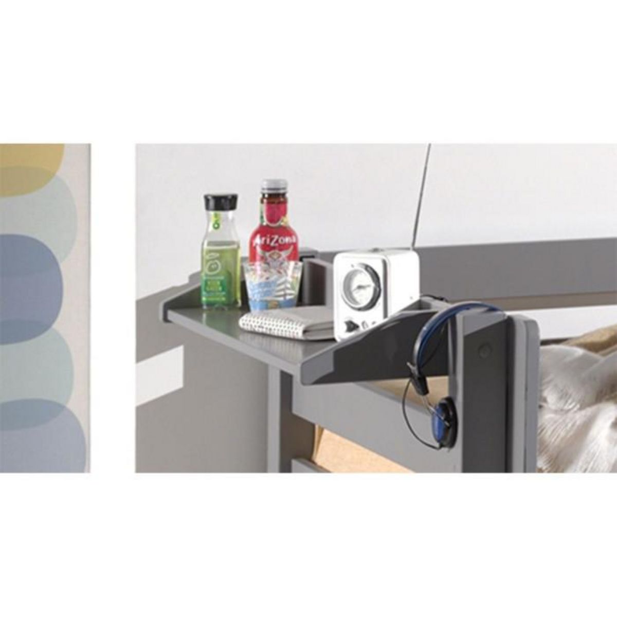 Paris Prix Etagère pour Lit  Pino  79cm Gris