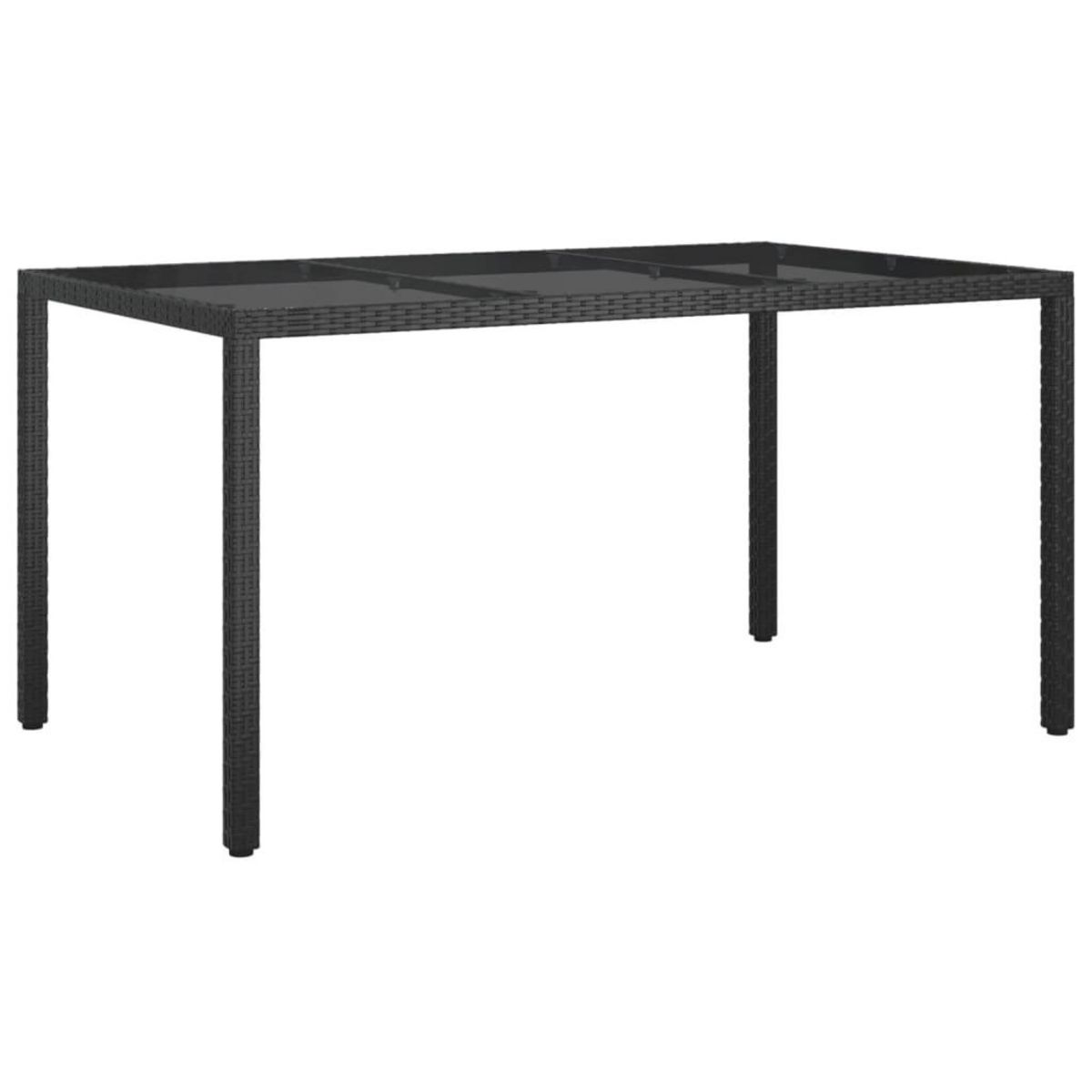 VIDAXL Table de jardin 150x90x75cm Verre trempe et resine tressee Noir