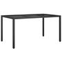 Voir la diapositive 2 : VIDAXL Table de jardin 150x90x75cm Verre trempe et resine tressee Noir