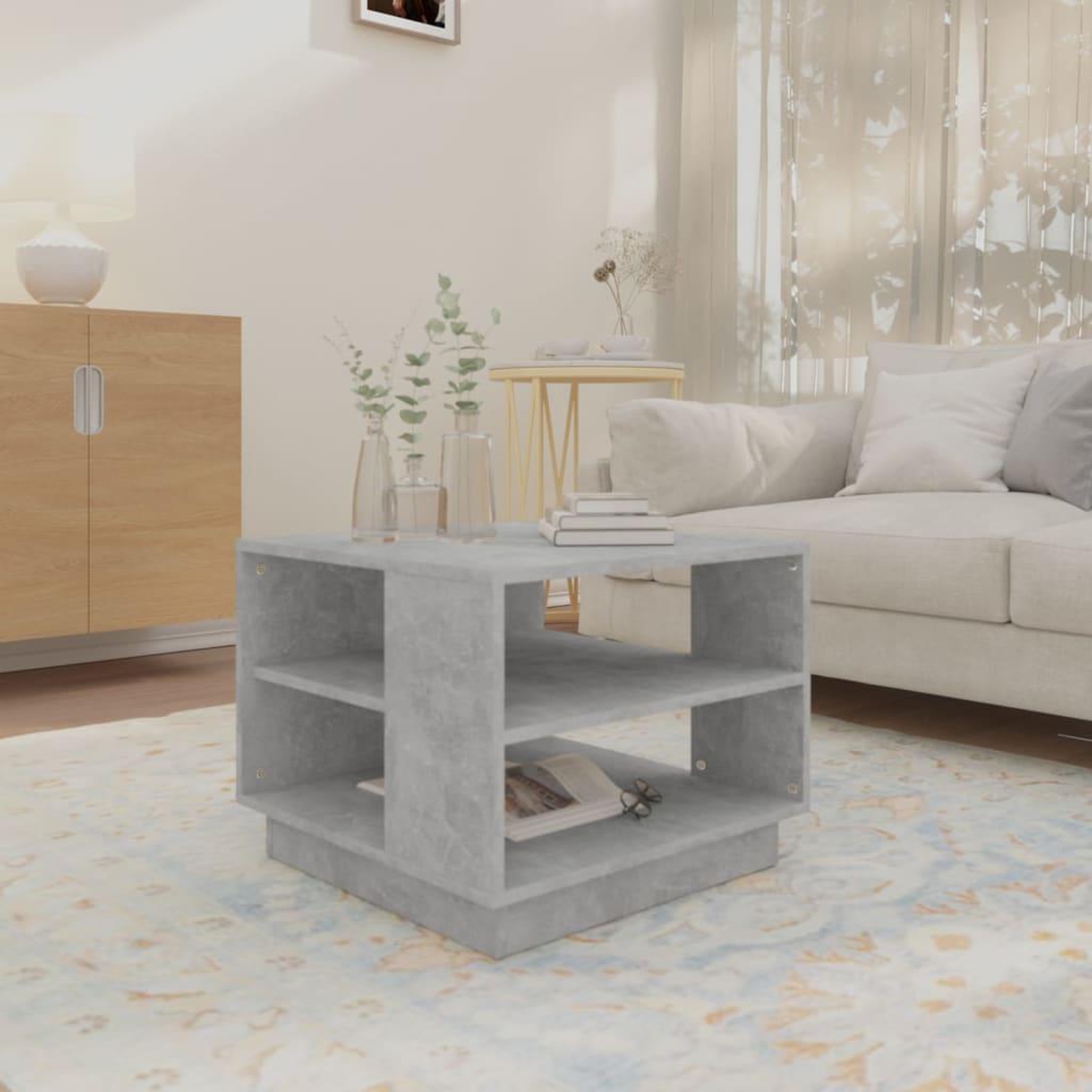Voir la diapositive 3 : VIDAXL Table basse gris beton 55x55x43 cm bois d'ingenierie