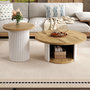 Voir la diapositive 2 : MERAX Table basse gigogne ronde blanc+naturel - 75x75 cm mdf