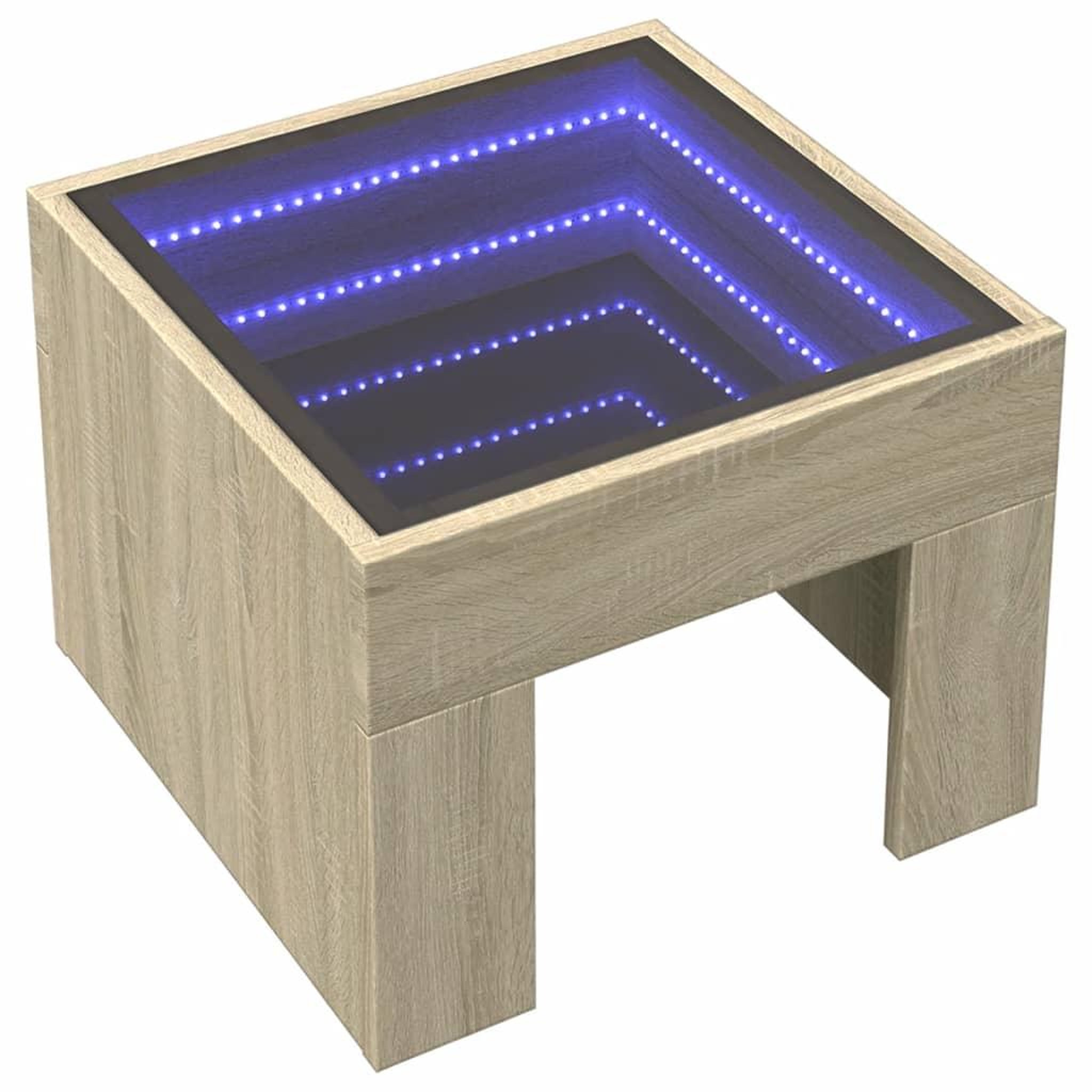 Voir la diapositive 3 : VIDAXL Table de chevet avec LED infini chene sonoma 40x40x30 cm