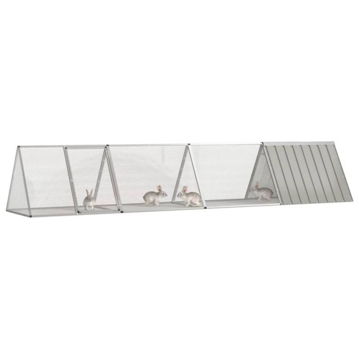 VIDAXL Cage pour lapin Gris 403,5x80,5x71 cm Acier galvanisé