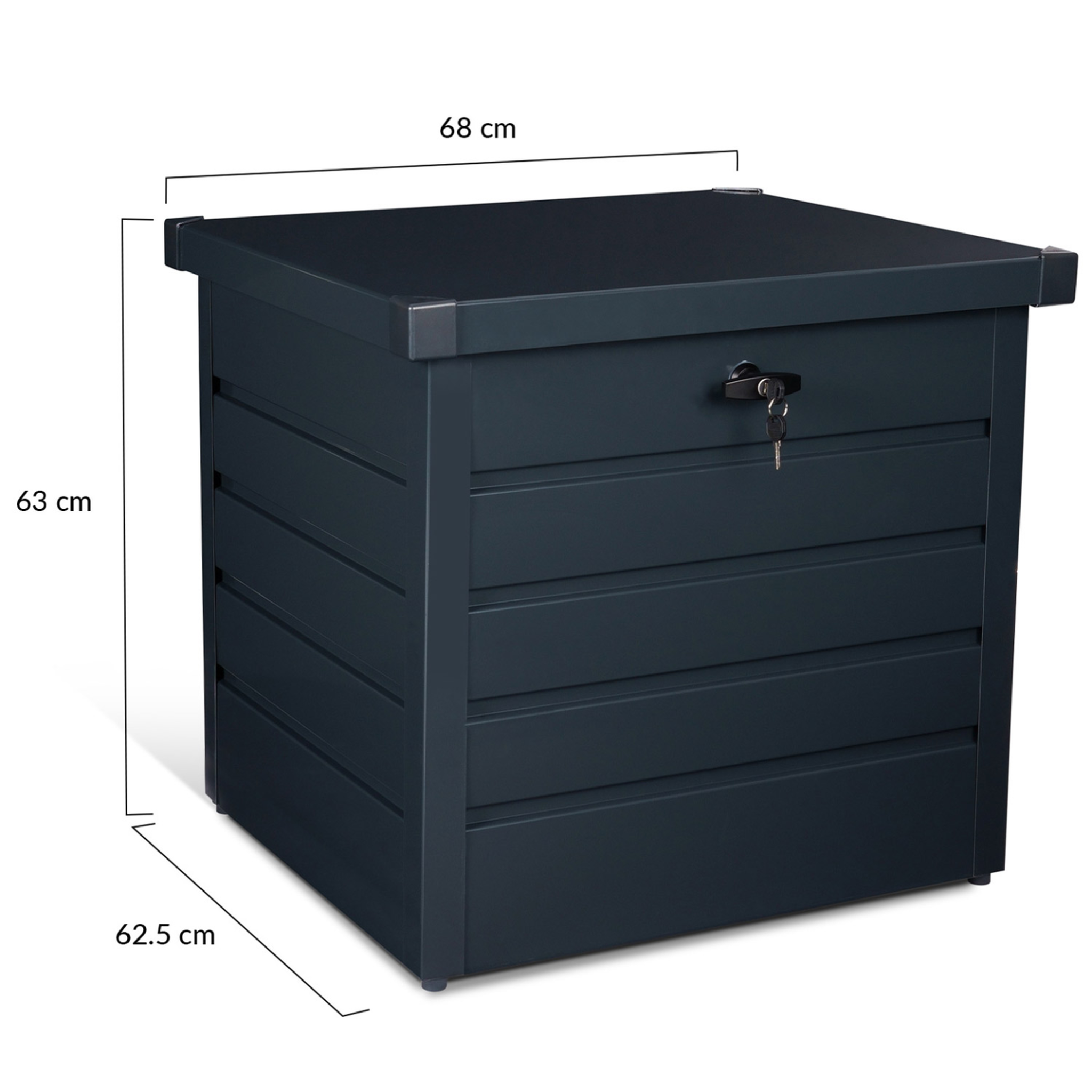 Voir la diapositive 5 : ID MARKET Coffre de rangement métal verrouillable gris anthracite pour jardin 200l 68x62,5x63 cm