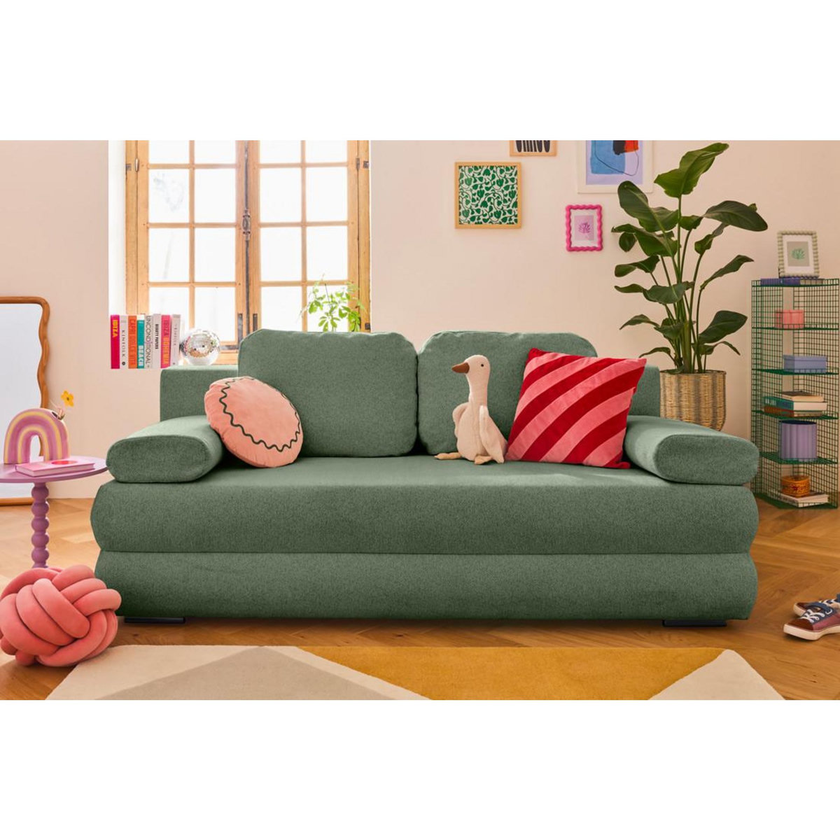 BEST MOBILIER Nora - canapé 3 places convertible avec coffre en tissu texturé