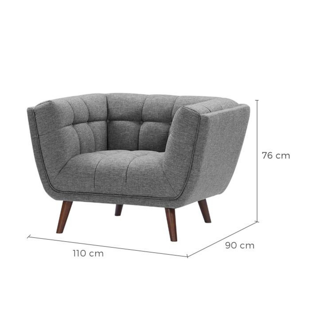 Rendez vous déco Fauteuil capitonné en tissu gris - Carmen