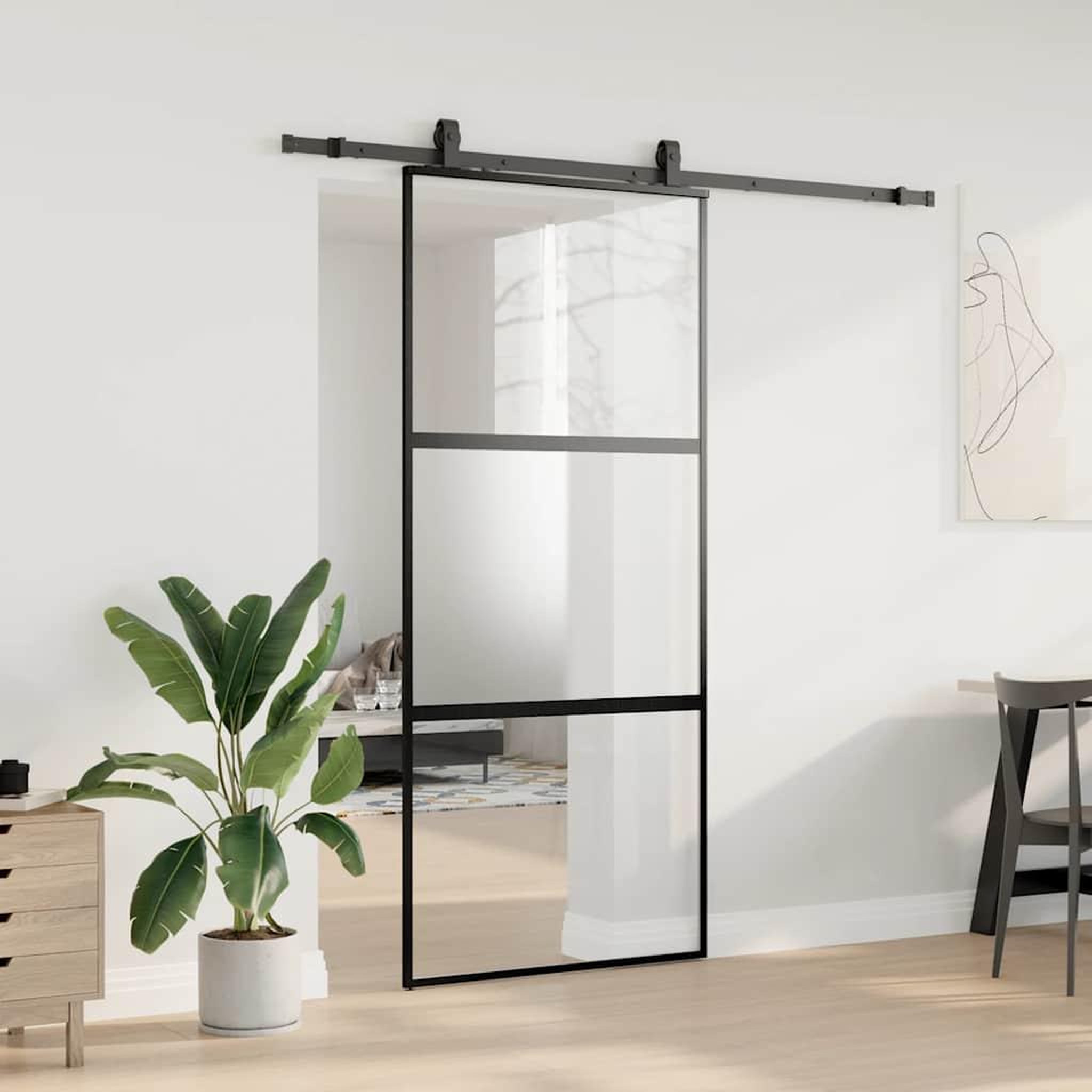 Voir la diapositive 3 : VIDAXL Porte coulissante avec kit de quincaillerie noir 90x205 cm