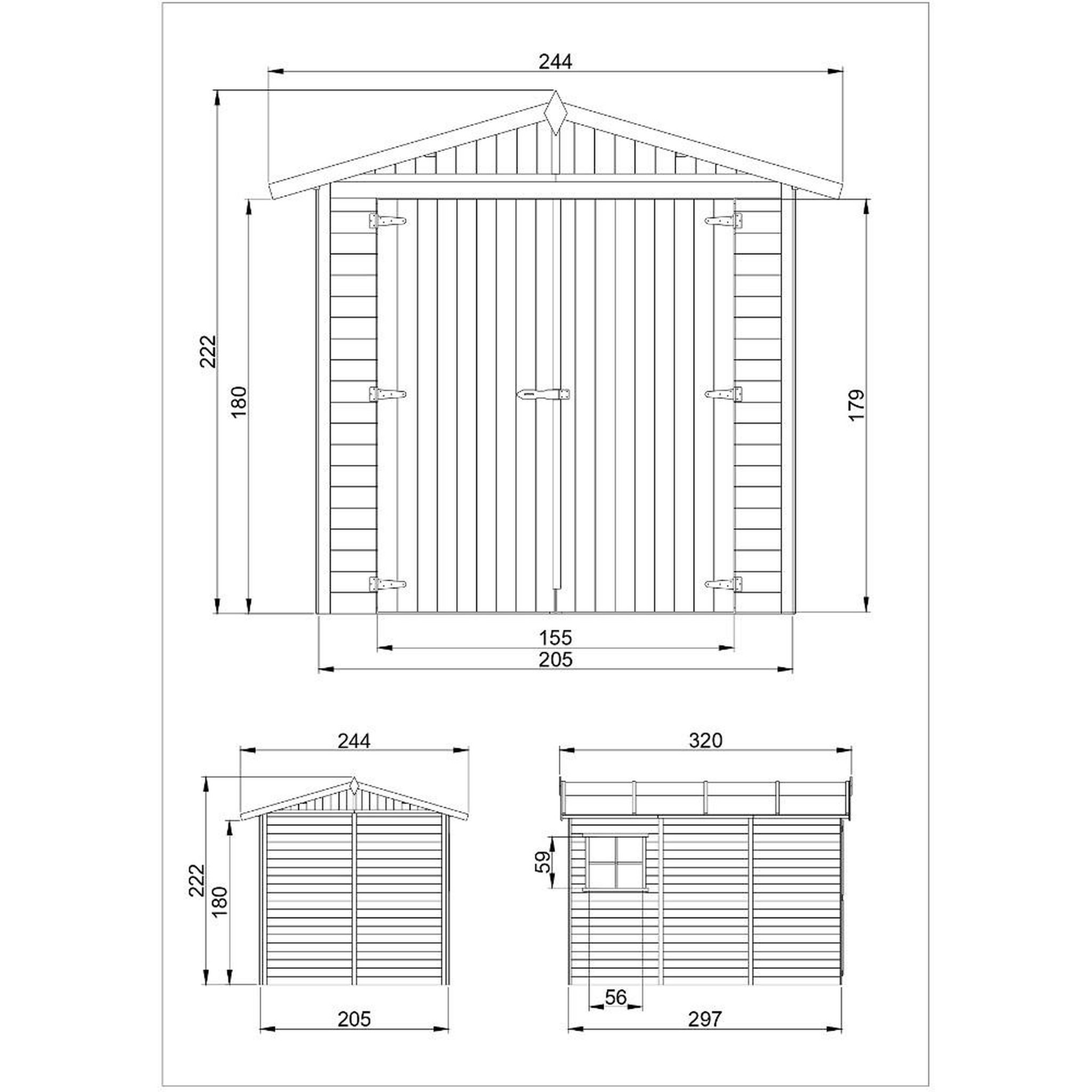 Voir la diapositive 6 : TIMBELA Garage en Bois Naturel - H222x244x320 cm/ 6 m² M105