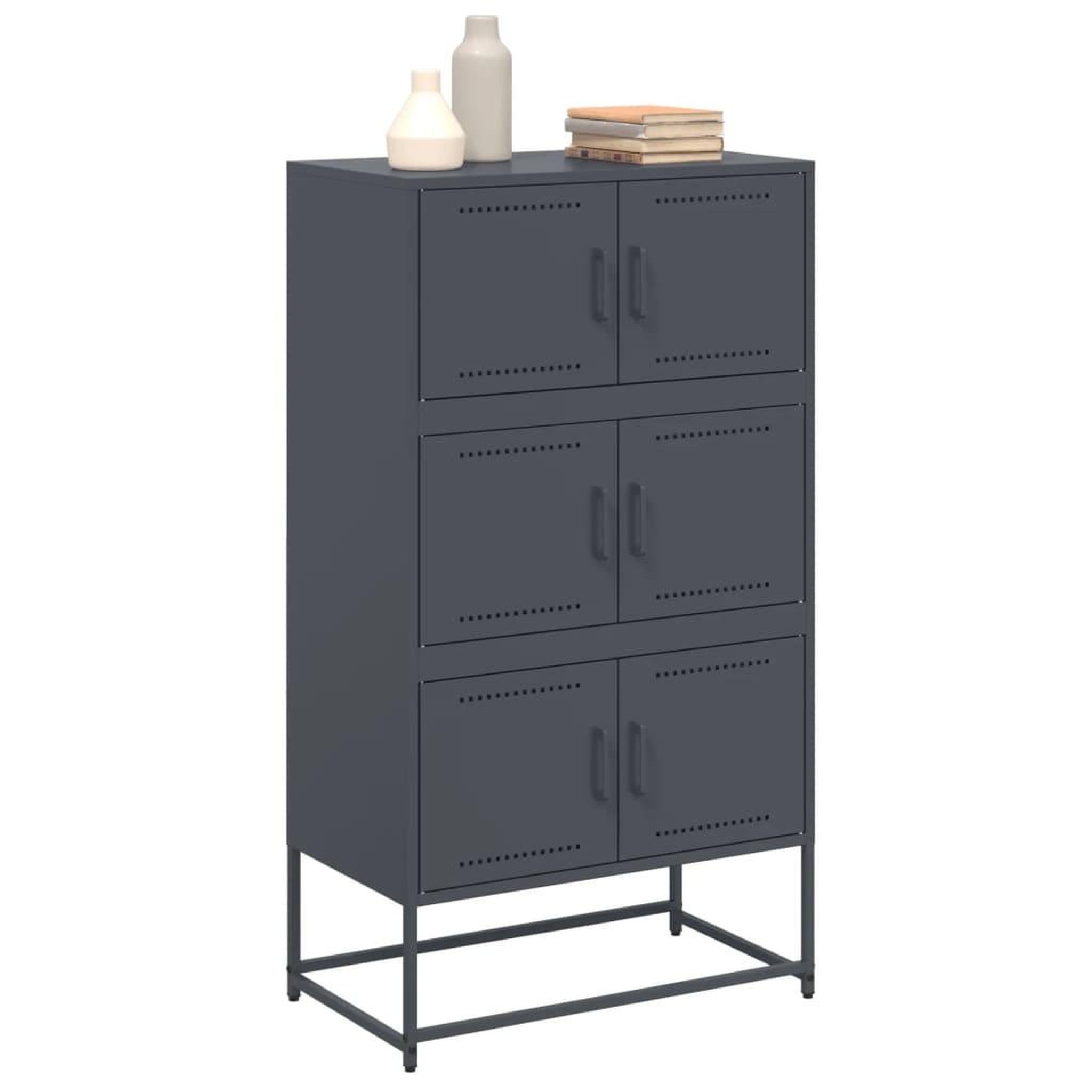 Voir la diapositive 4 : VIDAXL Buffet anthracite 68,5x38,5x123,5 cm acier