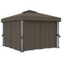 Voir la diapositive 3 : VIDAXL Tonnelle avec rideau et guirlande lumineuse a LED 3x3 m Taupe