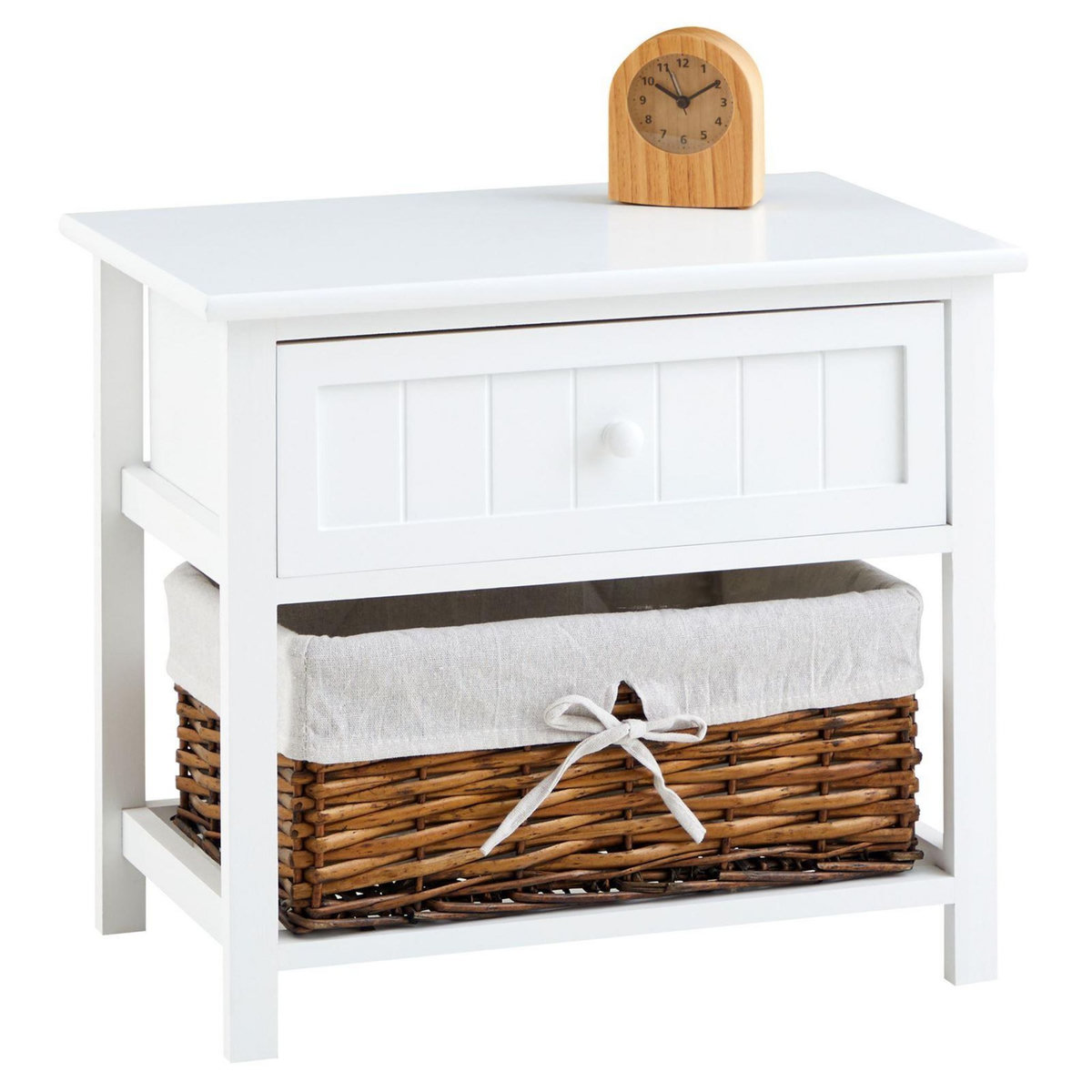 IDIMEX Table de chevet AKURE avec 1 tiroir et 1 panier en bois