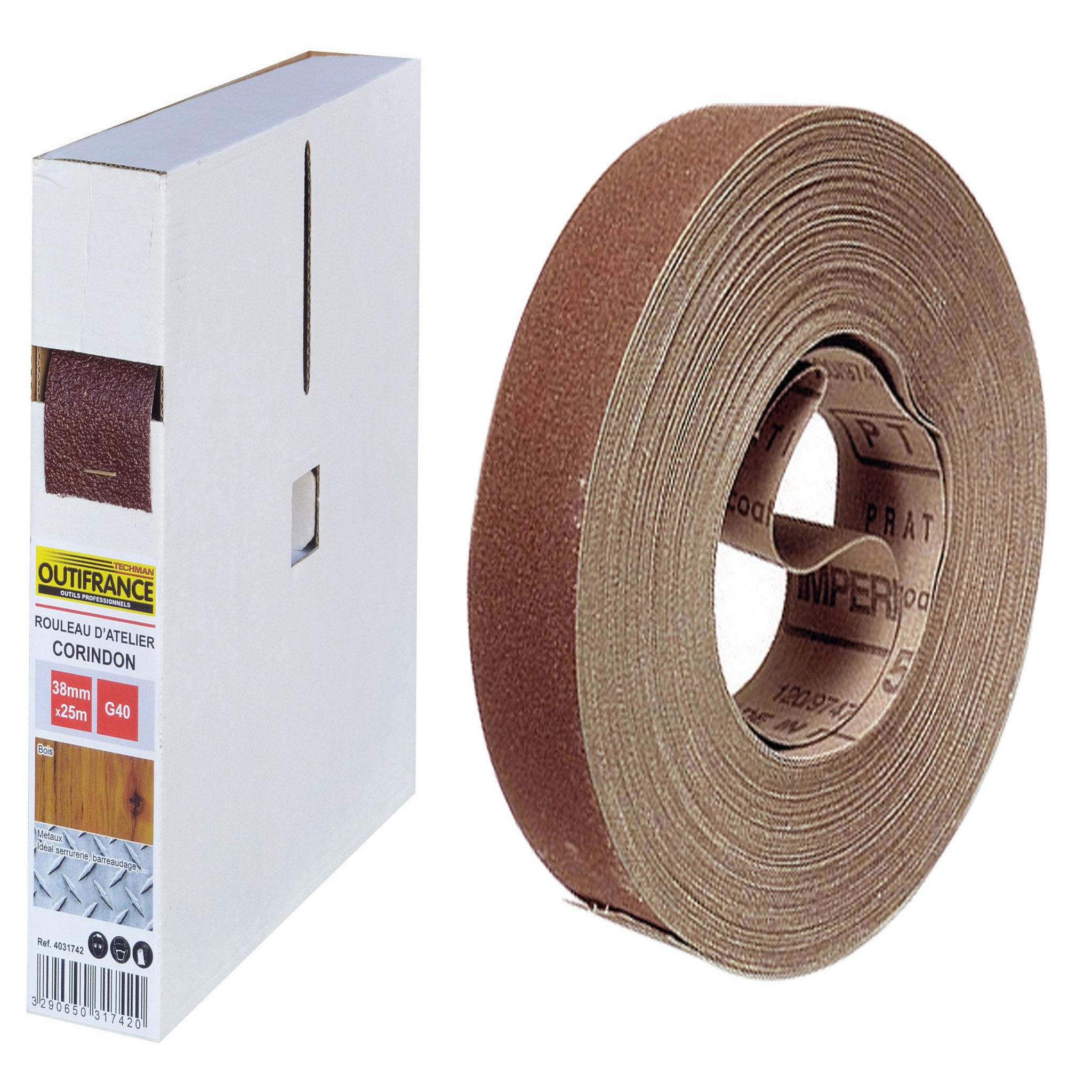 OUTIFRANCE Rouleau d'atelier corindon 38mm x 25m gr.120