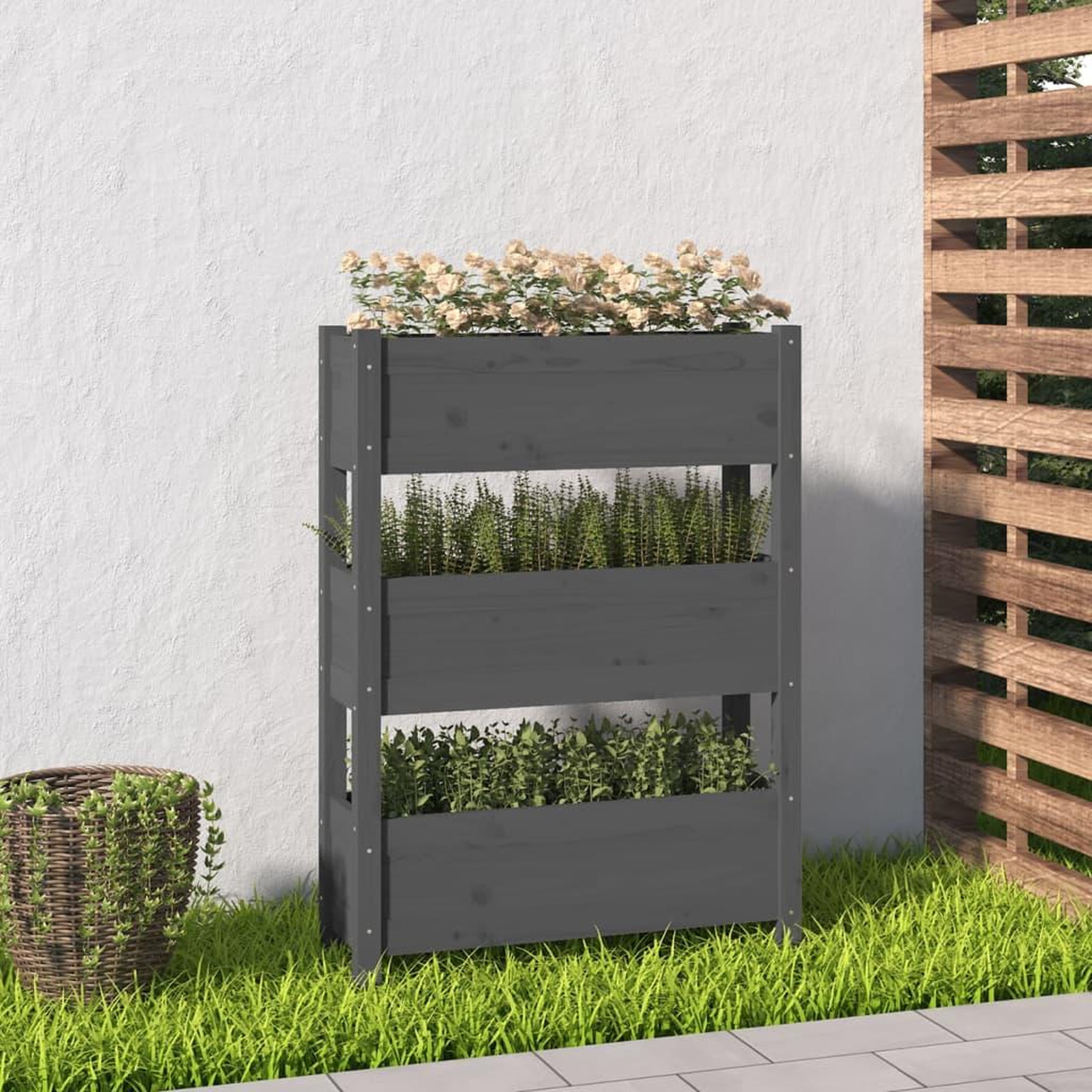 Voir la diapositive 1 : VIDAXL Jardiniere Gris 77x25x104,5 cm Bois massif de pin