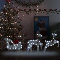 Vidaxl - vidaXL Décoration de Noël Renne et traîneau 100 LED extérieur  blanc - Sapin de Noël - Rue du Commerce