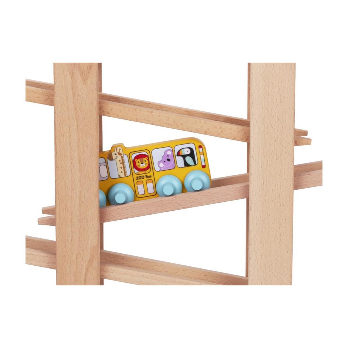 ELINELI Circuit à billes en bois XL set voiture bus