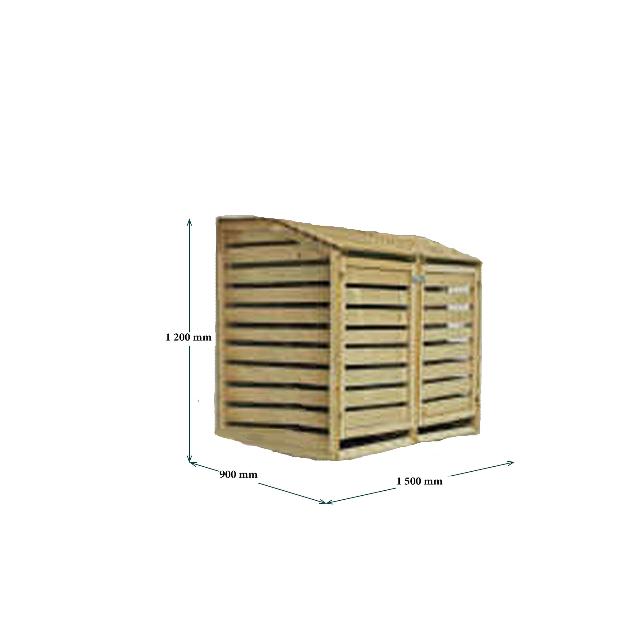 Voir la diapositive 4 : Cache-poubelle - Bois traité autoclave - 150x90x120cm - SKAGEN