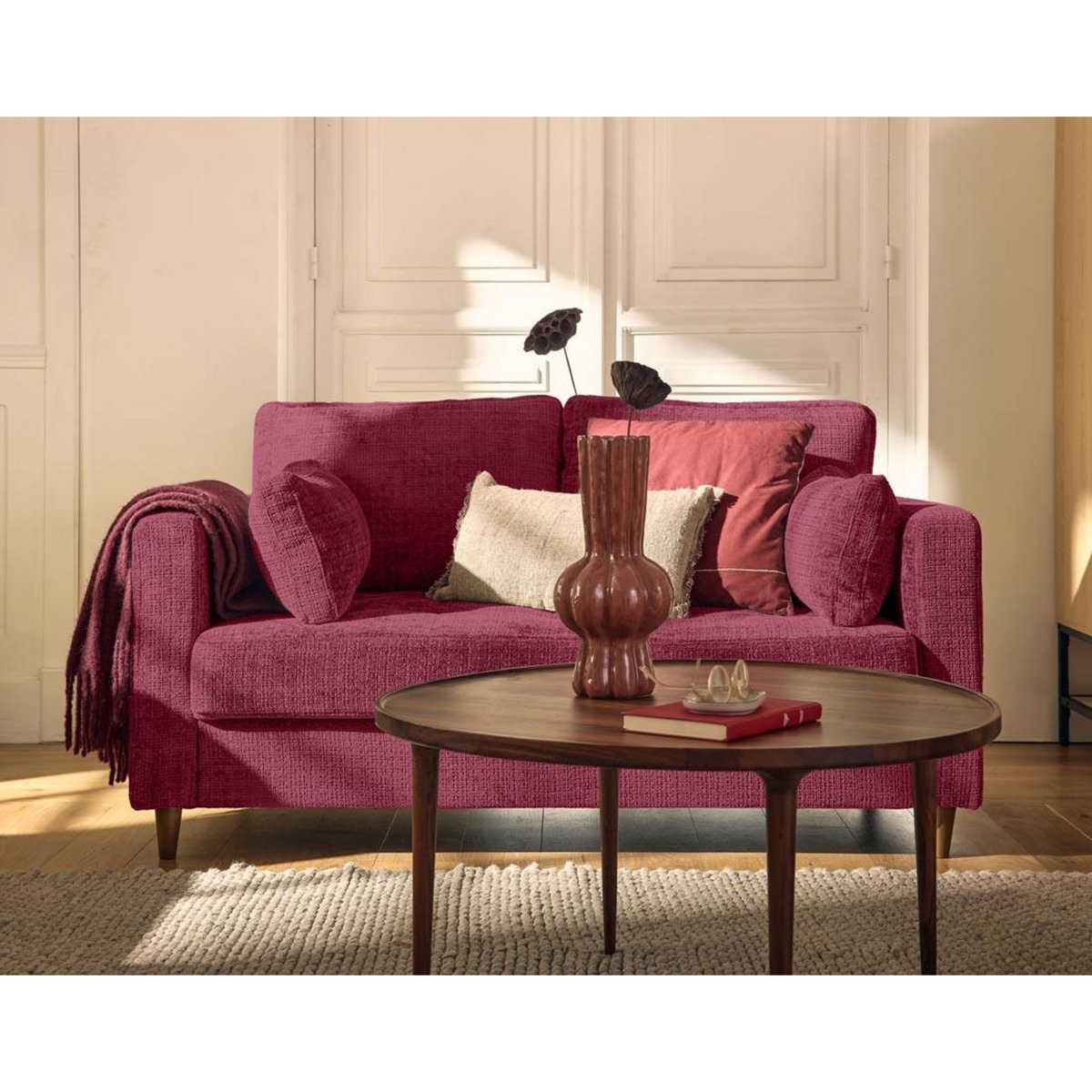 LISA DESIGN Anna - canapé droit 2 places avec poche en velours texturé