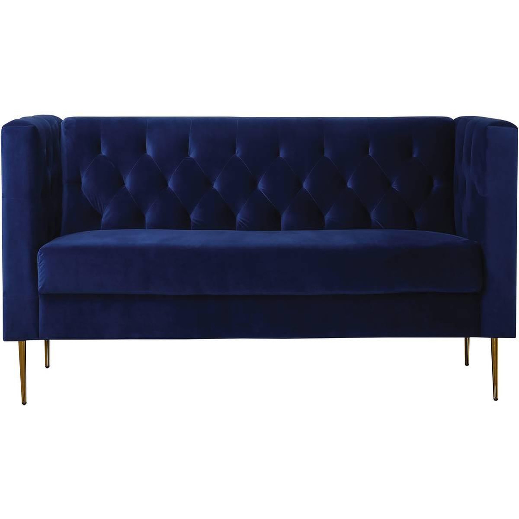Voir la diapositive 3 : Habitat et Jardin Canapé fixe en velours  bruce  - 196 x 76 x 82 cm - 3 places - bleu foncé