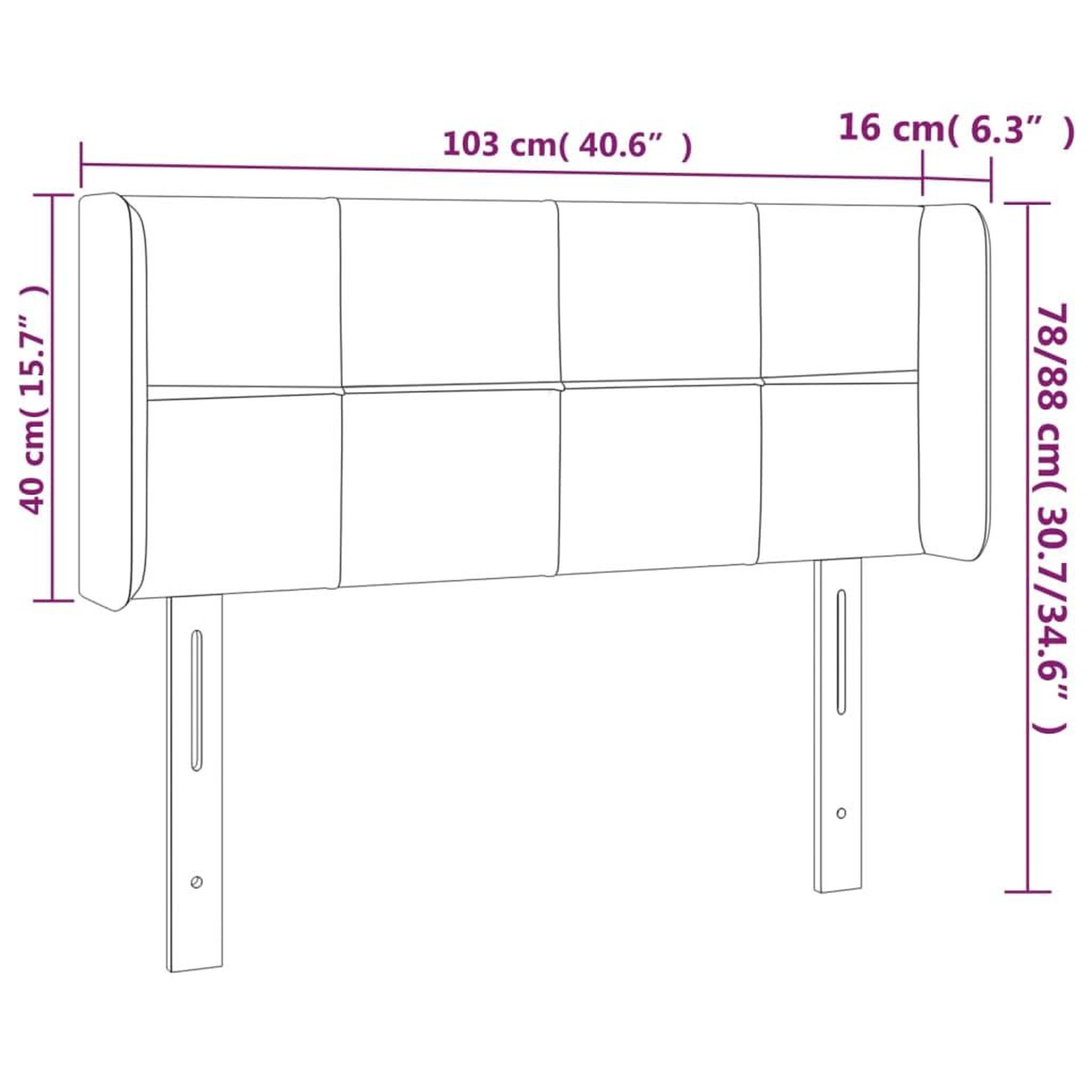 Voir la diapositive 6 : VIDAXL Tete de lit a LED Gris clair 103x16x78/88 cm Velours