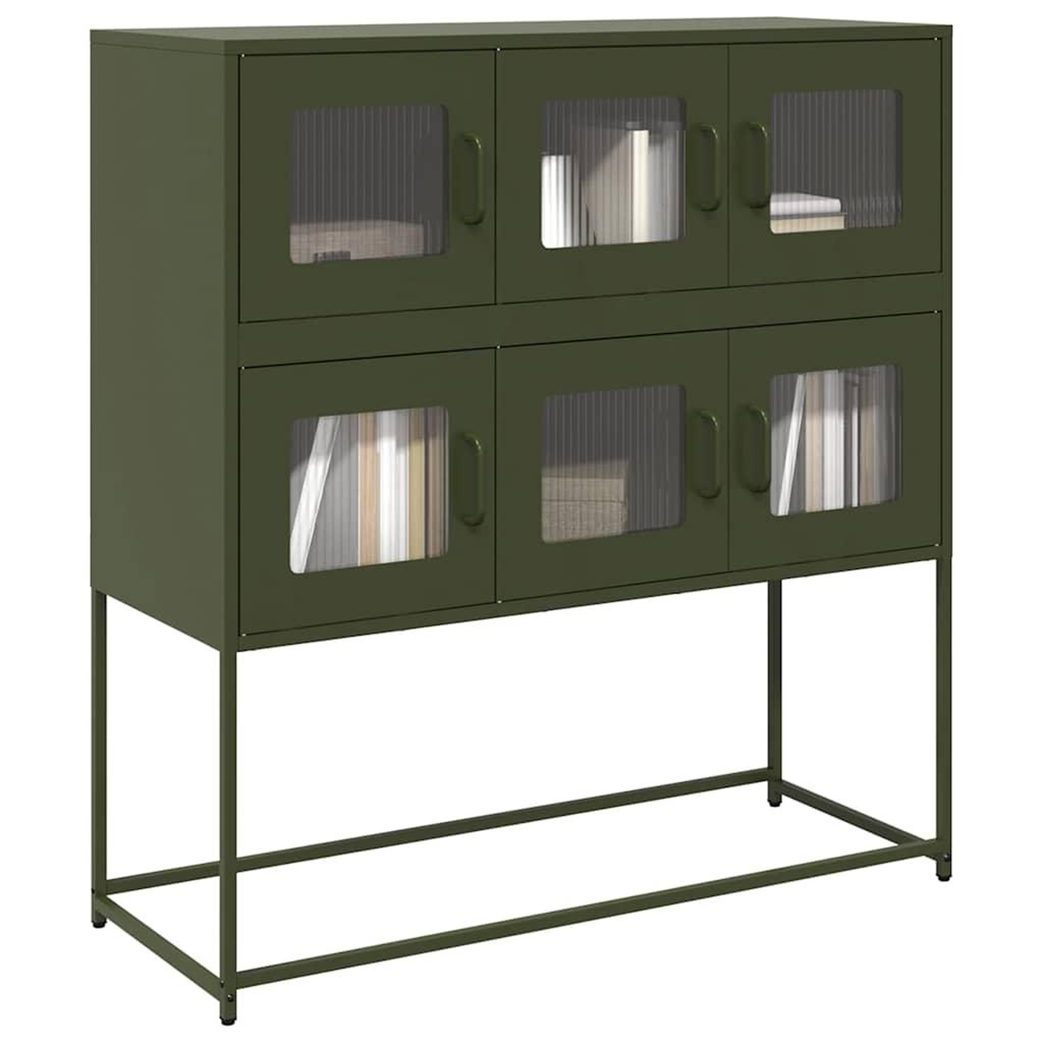 Voir la diapositive 1 : VIDAXL Buffet vert olive 100,5x39x107 cm acier lamine a froid