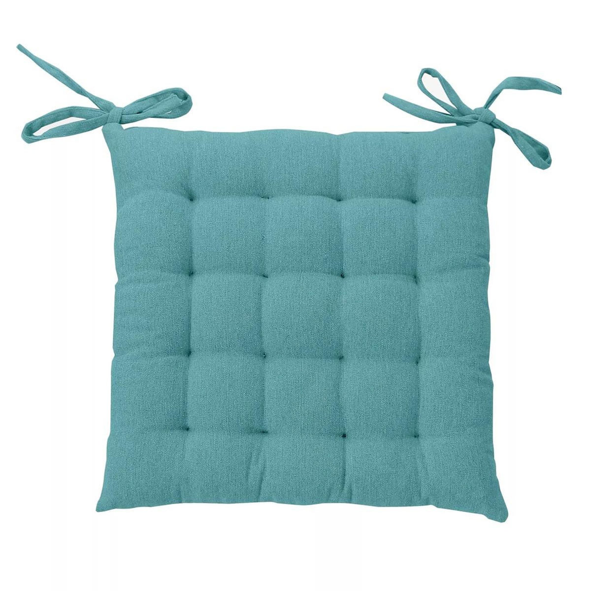 Paris Prix Galette de Chaise Piquée  Cambria  38x38cm Bleu Glacier