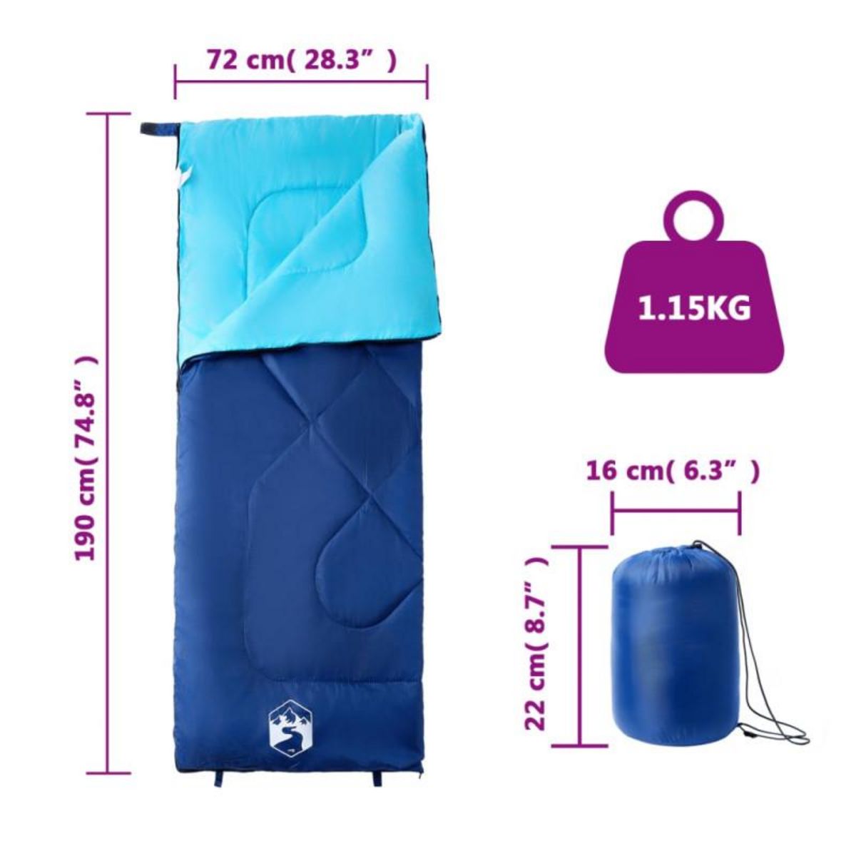 VIDAXL Sac de couchage pour adultes camping 3 saisons